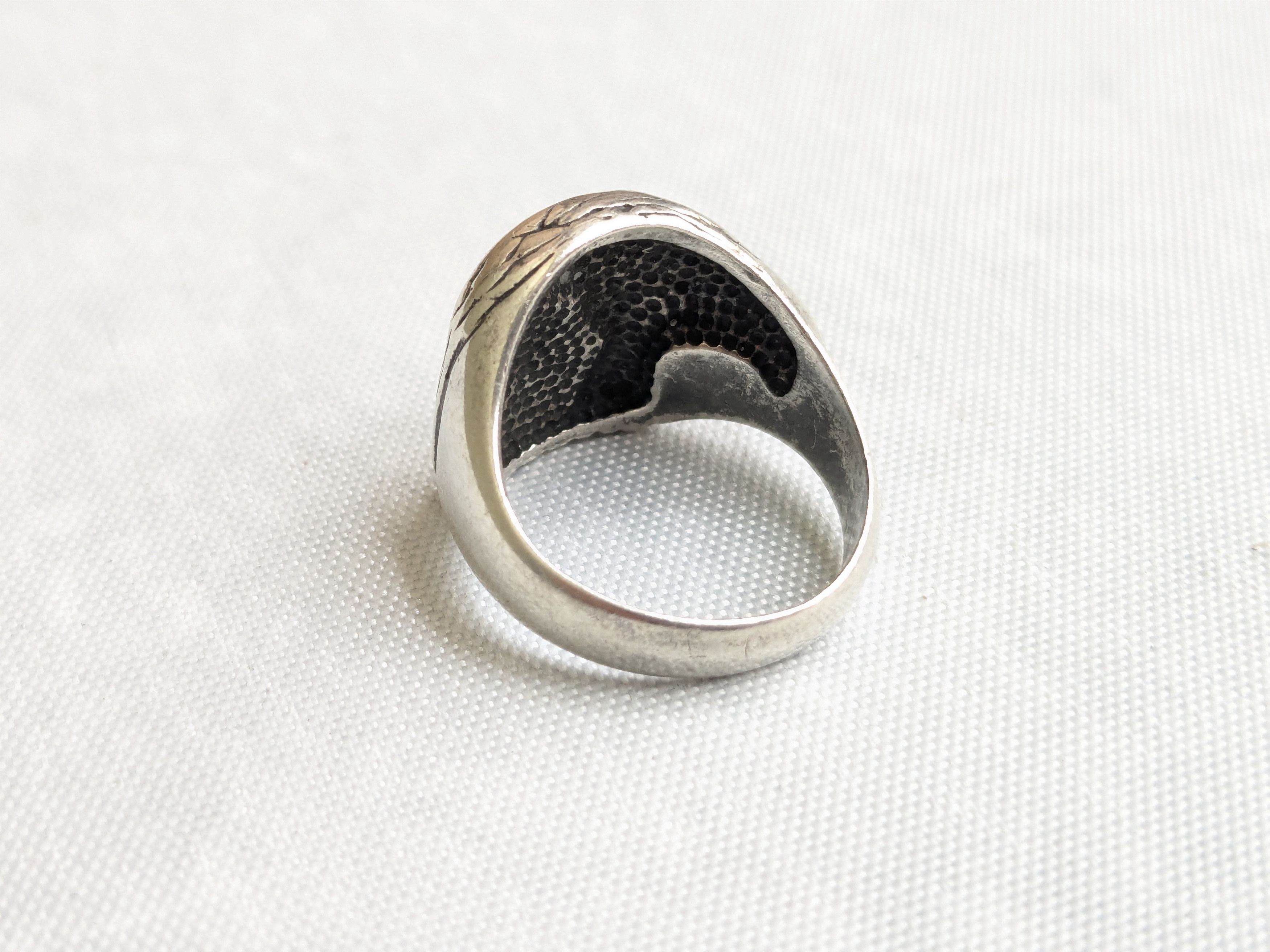 Jewelry Sterling Silver Ring Crushed Turquoise Coral 8 Eagle Native Size ONE SIZE - 5 Thumbnail
