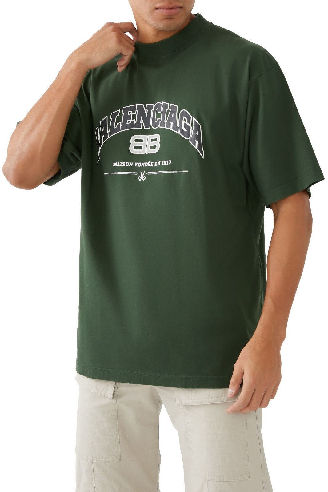Balenciaga o1srvl11e0326 Maison Balenciaga T-Shirt Medium Fit in Green Size US XS / EU 42 / 0 - 5 Thumbnail