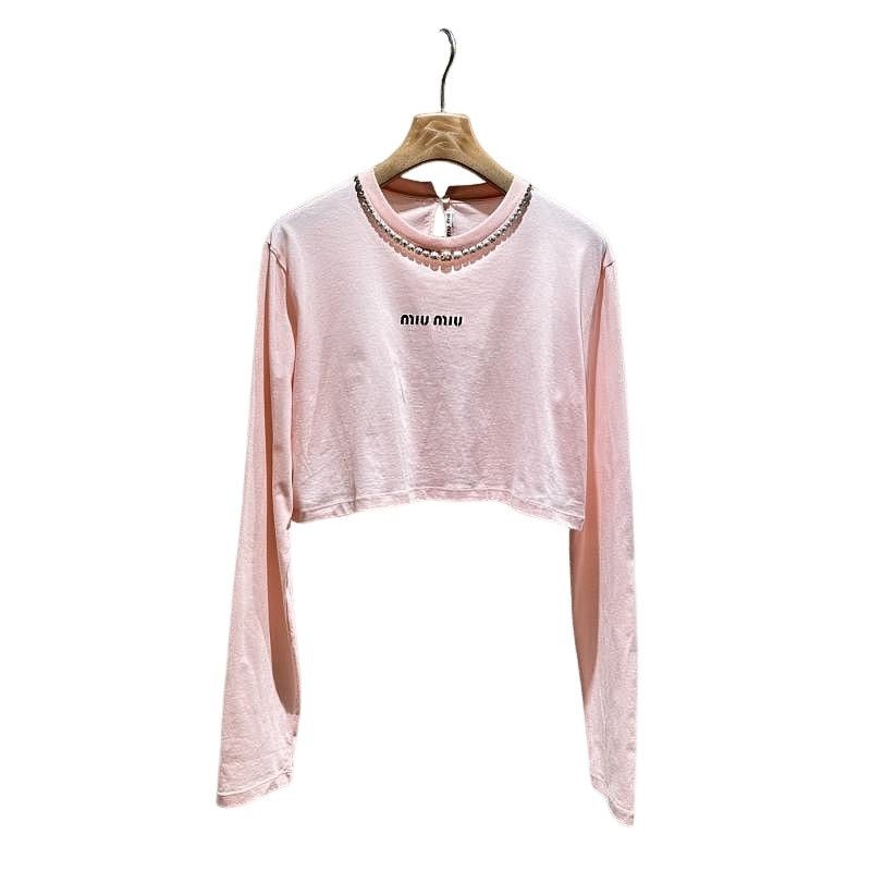 Miu Miu Miu Miu Crystal Logo Long Sleeve T-Shirt Size M Size M / US 6-8 / IT 42-44 - 1 Thumbnail