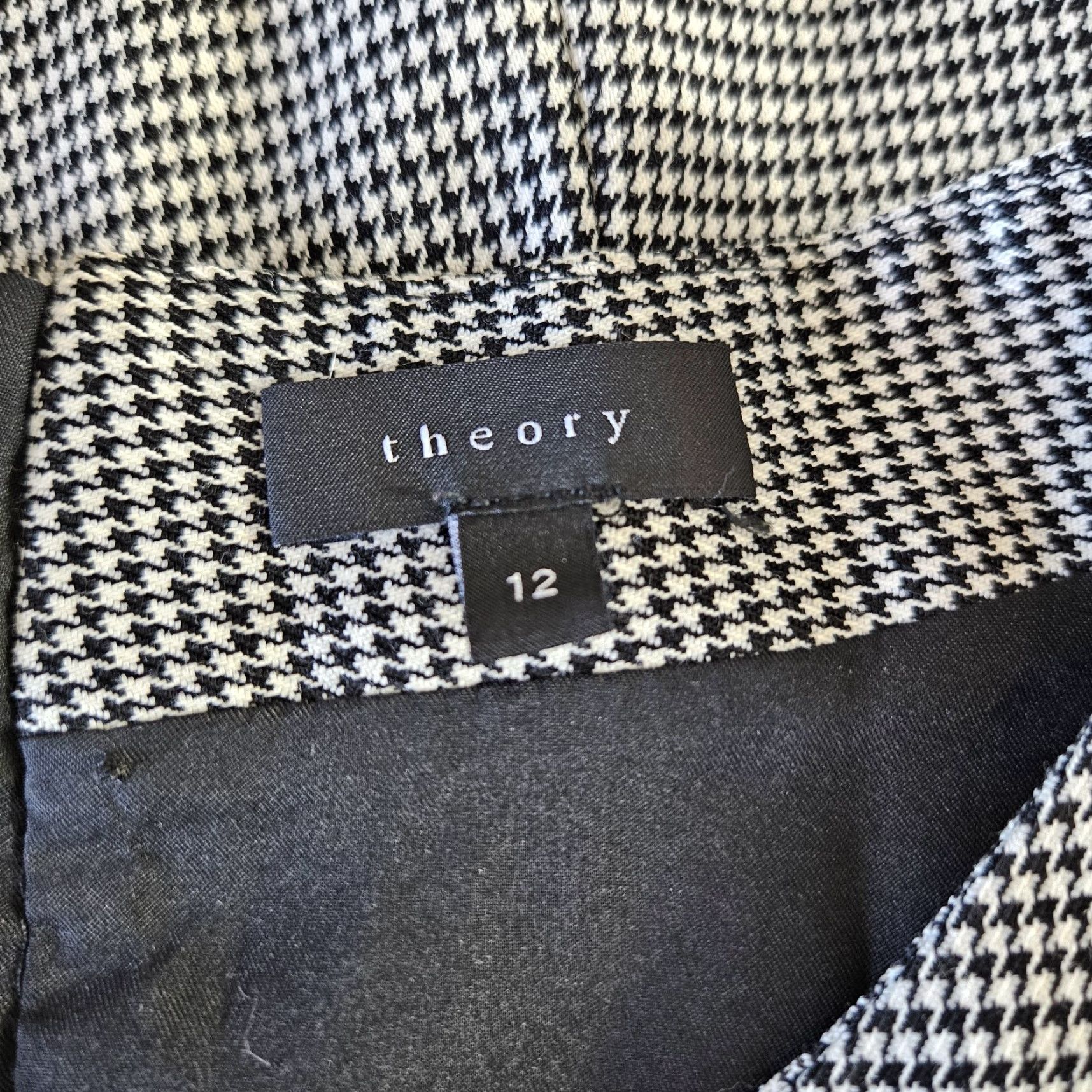 Theory Theory Dress Womens Sz 12 Black Houndstooth Cap Sleeve Cotton Blend Size XL / US 12-14 / IT 48-50 - 5 Thumbnail