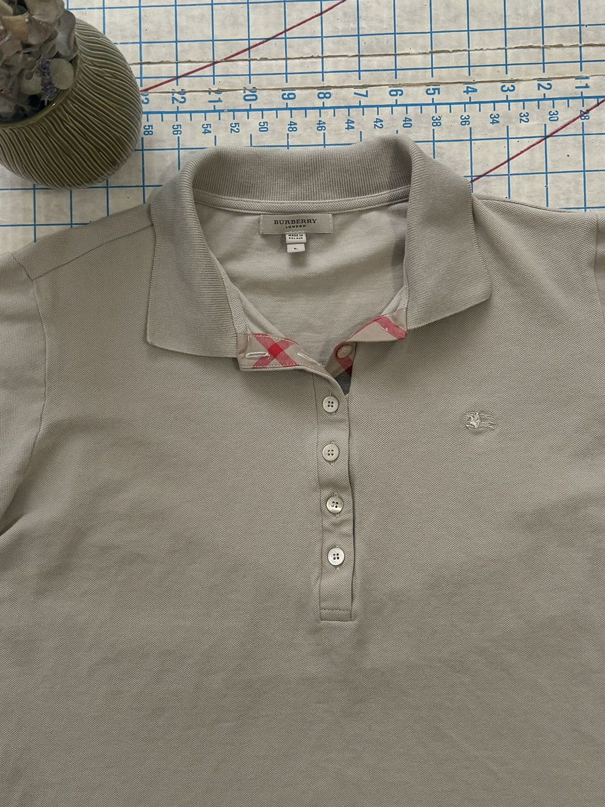 Burberry Burberry Short Sleeve Polo Shirt Women’s Large Tan Color Size L / US 10 / IT 46 - 4 Thumbnail