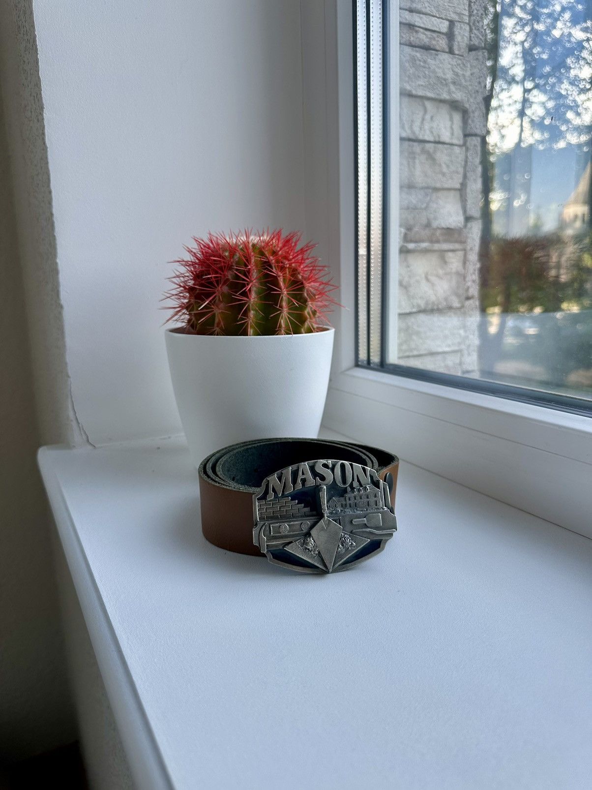 Other Vintage Leather Mason Belt Made in Usa Size ONE SIZE - 4 Thumbnail