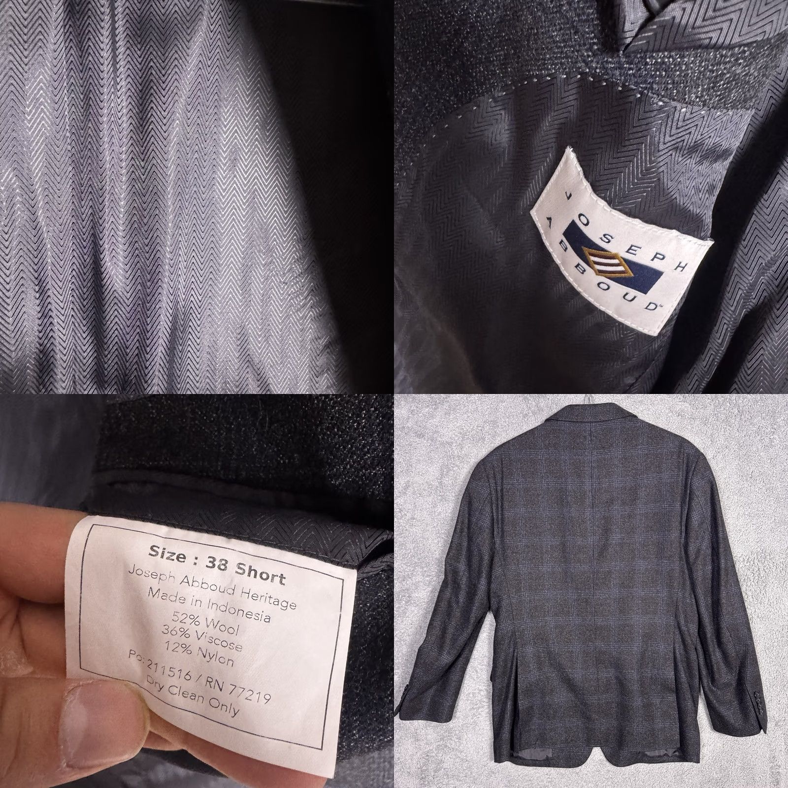 Joseph Abboud Joseph Abboud Blazer Men 38S Sport Tollegno 1900 Italy Wool Heritage Windowpane Size 38R - 9 Thumbnail