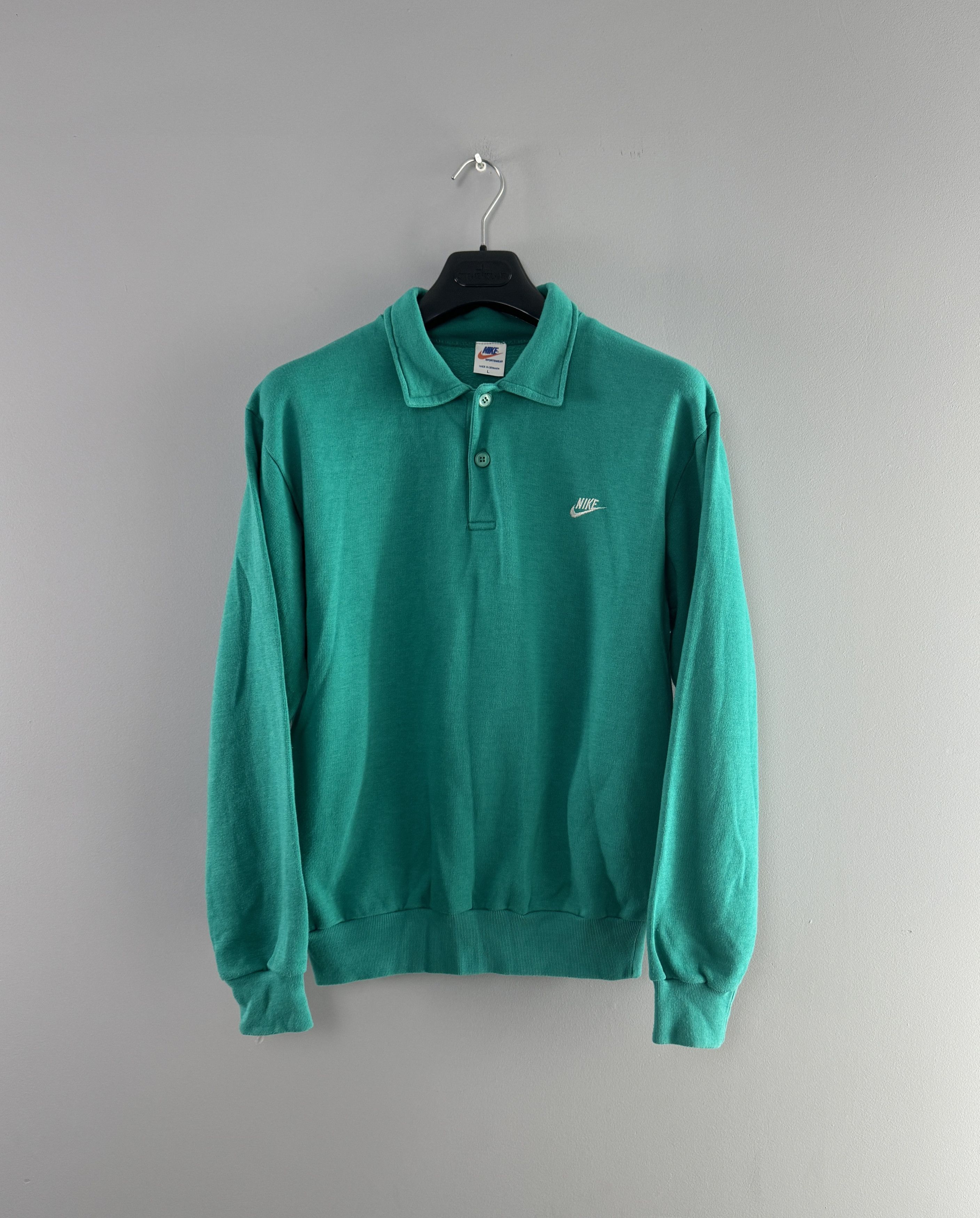 80s Nike Sportswear Sweater Jumper 1/4 Button Size L