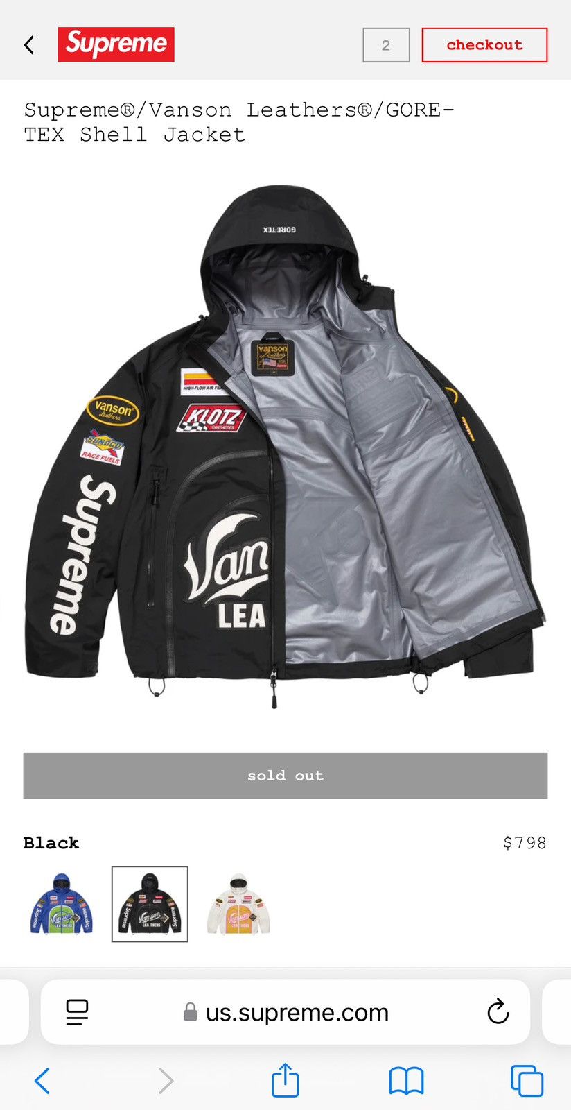 Supreme Vanson Leathers GORE-TEX Shell Jacket