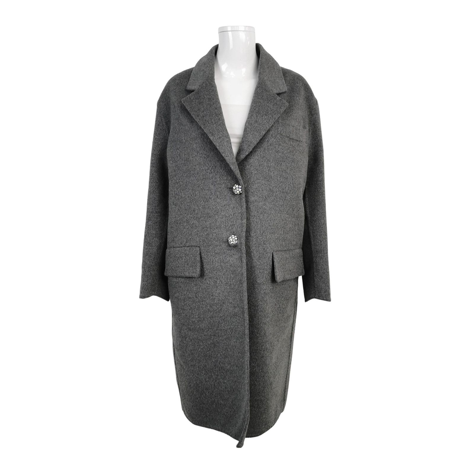 Prada Prada Gray Wool Blend Single-Breasted Coat 0079 Size US S / EU 44-46 / 1 - 1 Thumbnail