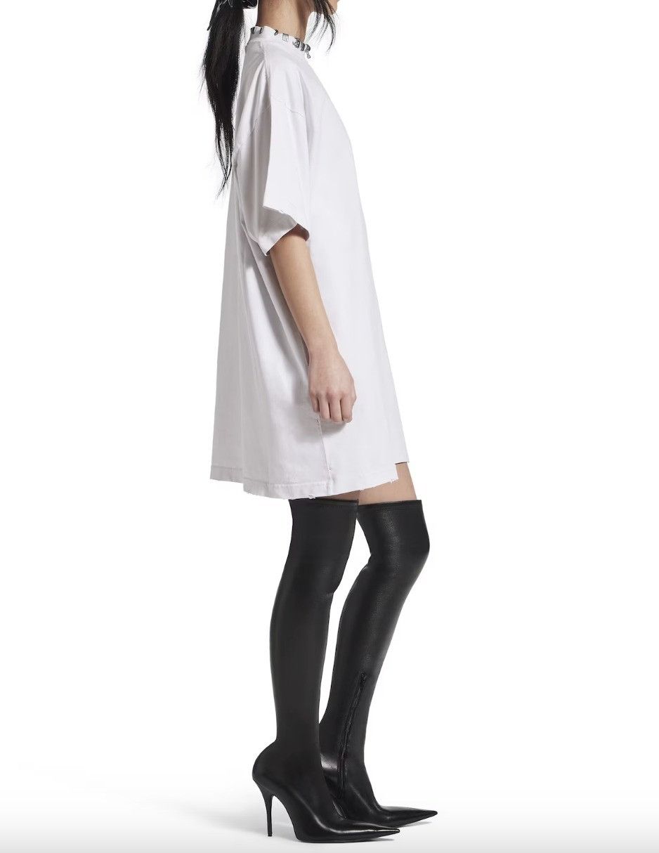 Balenciaga o1s1rm0925 Dup / Pierced T- Shirt Oversized in White Size XS / US 0-2 / IT 36-38 - 3 Thumbnail