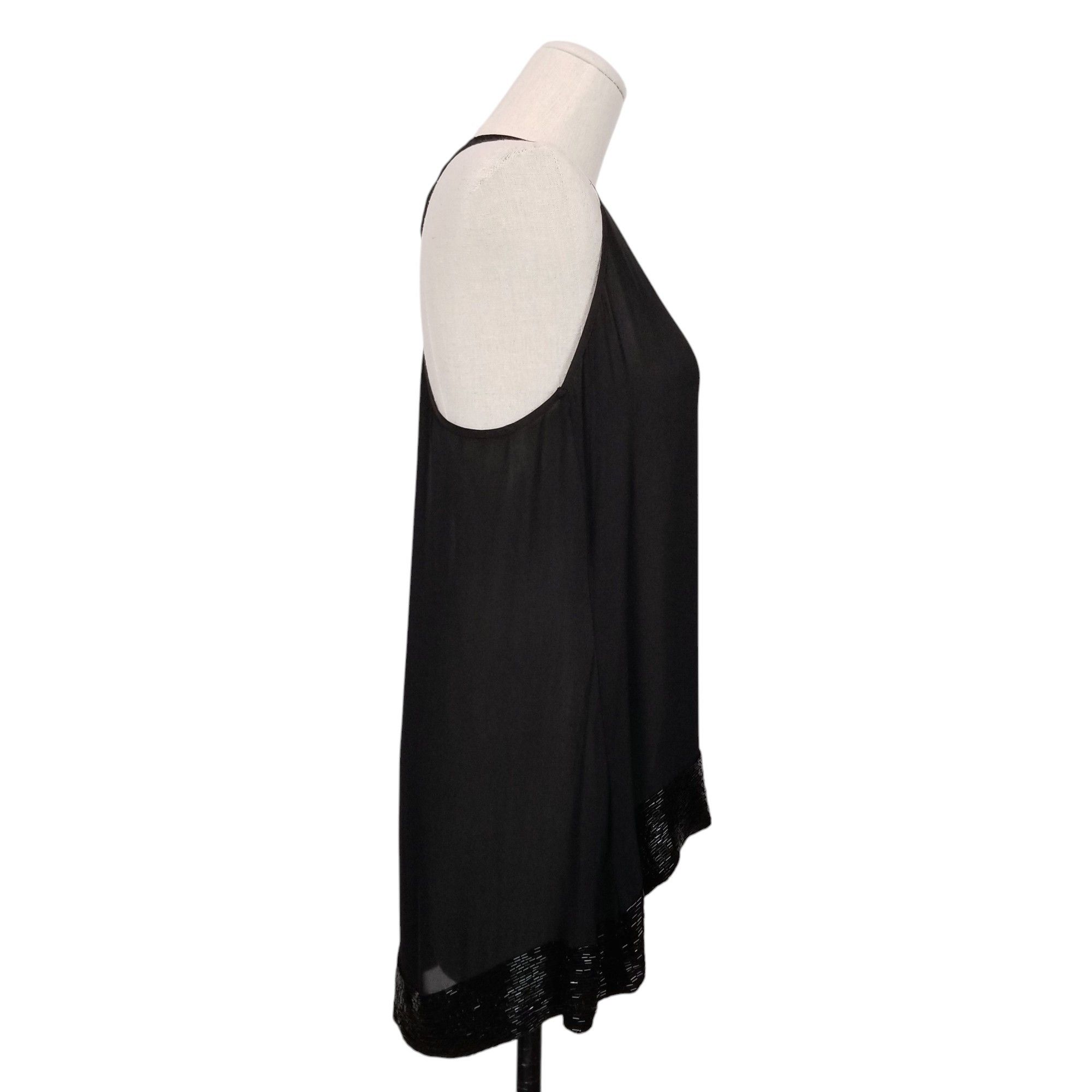 Parker Beaded Hem Silk Racerback Tank Top Size M / US 6-8 / IT 42-44 - 4 Thumbnail
