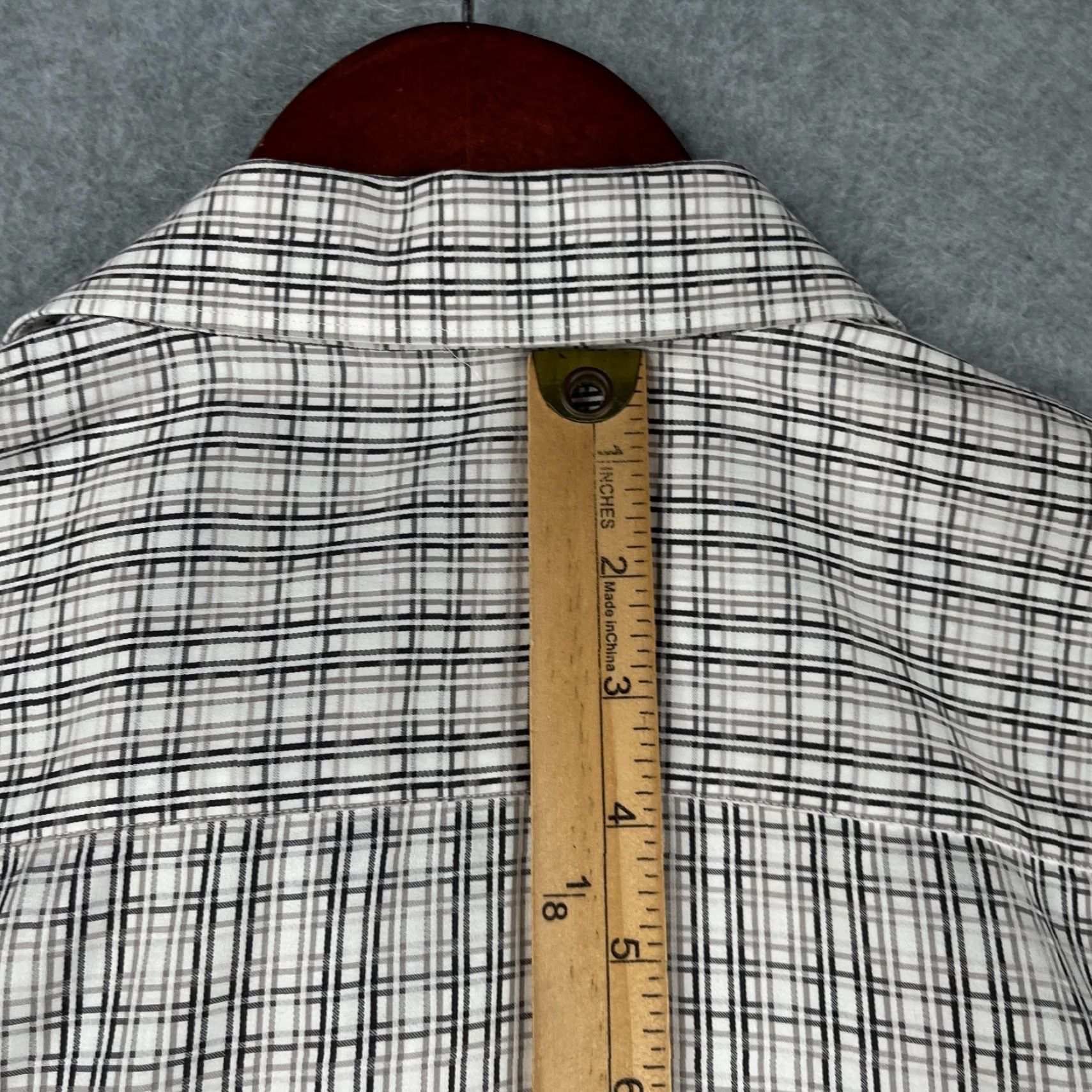 BUGATCHI BUGATCHI UOMO Classic Fit Shirt Gray Check Button-Up Long Sleeve 2XL Mens Cotton Woven Casual Party/Cocktail Size US XXL / EU 58 / 5 - 7 Thumbnail