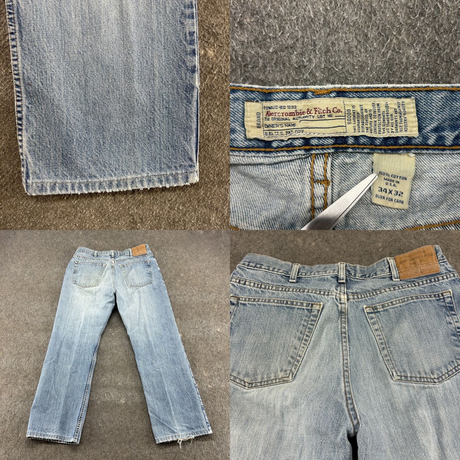 Abercrombie & Fitch VINTAGE Abercrombie Jeans Mens 34x29 Blue Bootcut Distressed READ HEMMED USA 90s Size US 34 / EU 50 - 8 Thumbnail