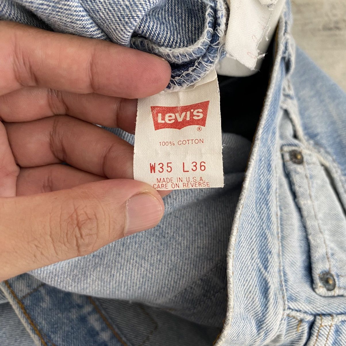 Levi's Vintage 90’s Levis 501 Faded Light Blue Distressed Jeans Size US 32 / EU 48 - 14 Thumbnail