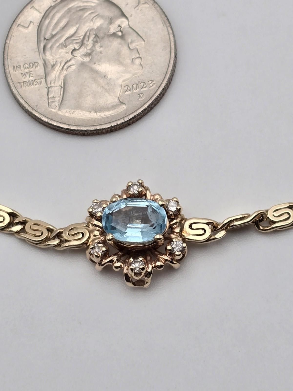 MR & MRS ITALY Vintage 14K Gold Sapphire Diamond Bracelet Italy Size ONE SIZE - 4 Thumbnail