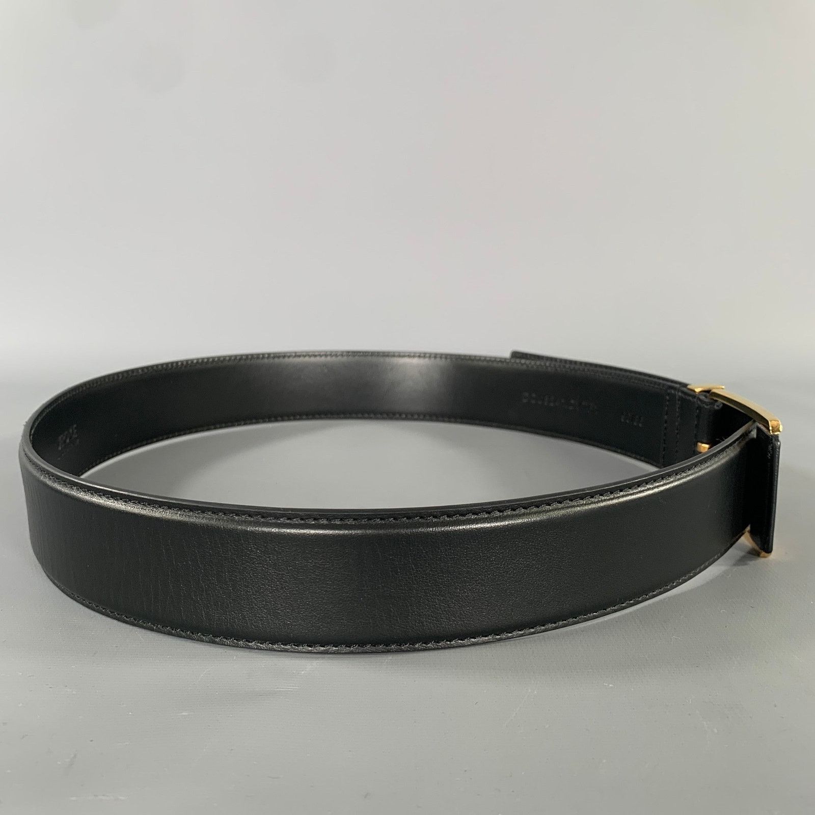 Versace VERSACE Size 36 Black Gold Greca Goddess Leather Belt Size 36 - 2 Thumbnail