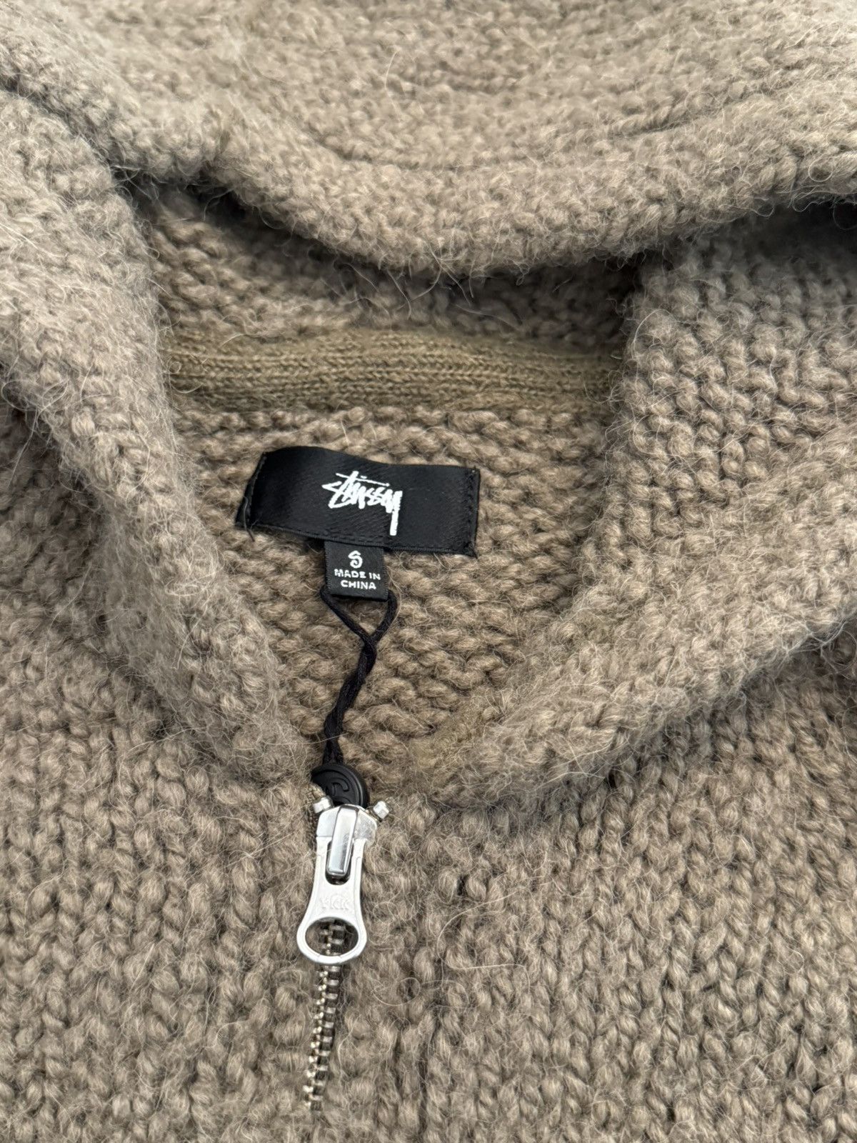 Stussy Stussy Chunky Knit Zip Hoodie (Fossil) Size US S / EU 44-46 / 1 - 5 Thumbnail