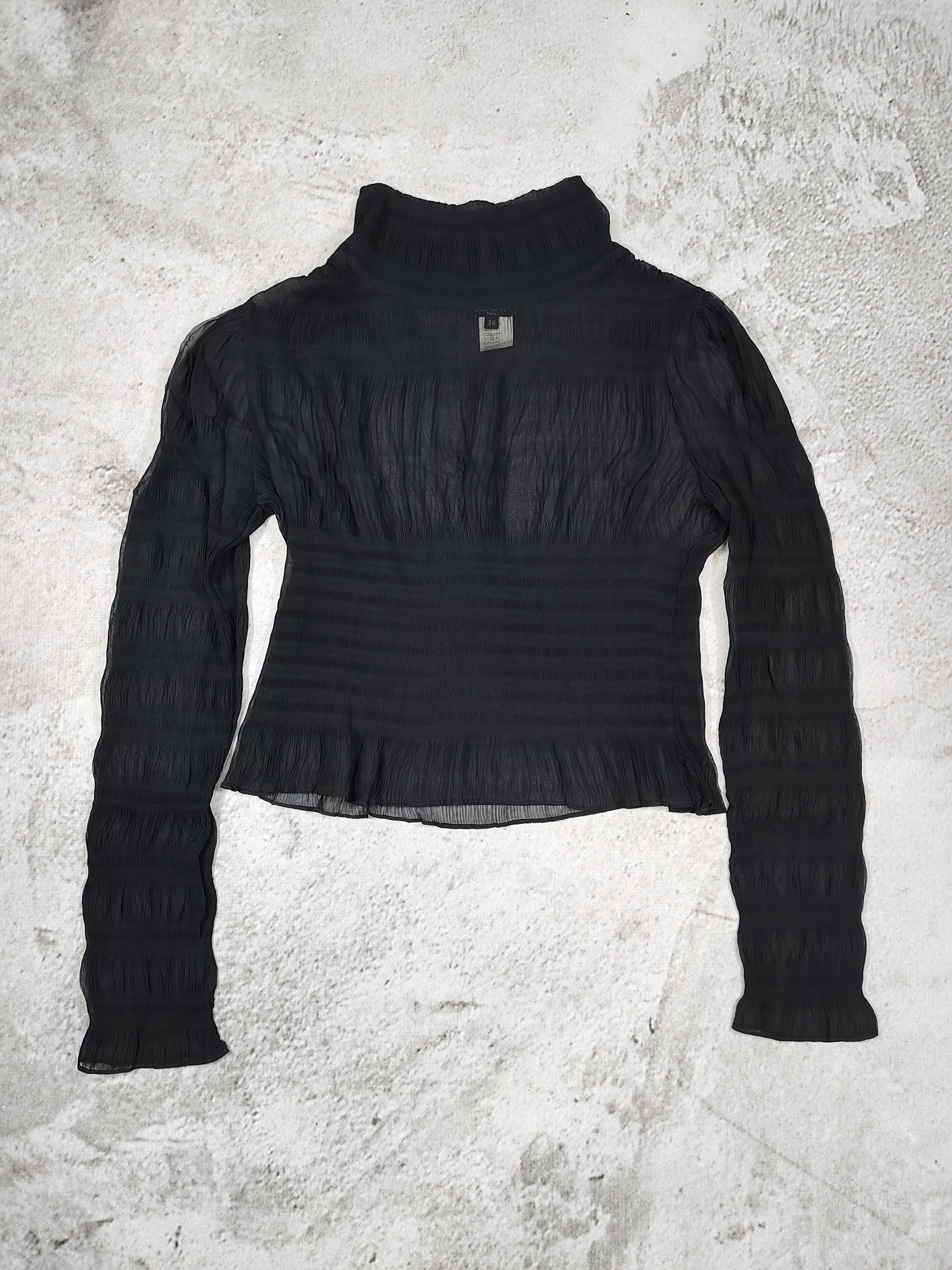 Seditionaries 2000s Miki Mialy🇫🇷 Gothic Minimalist Sheer Pleated Blouse Size M / US 6-8 / IT 42-44 - 6 Thumbnail