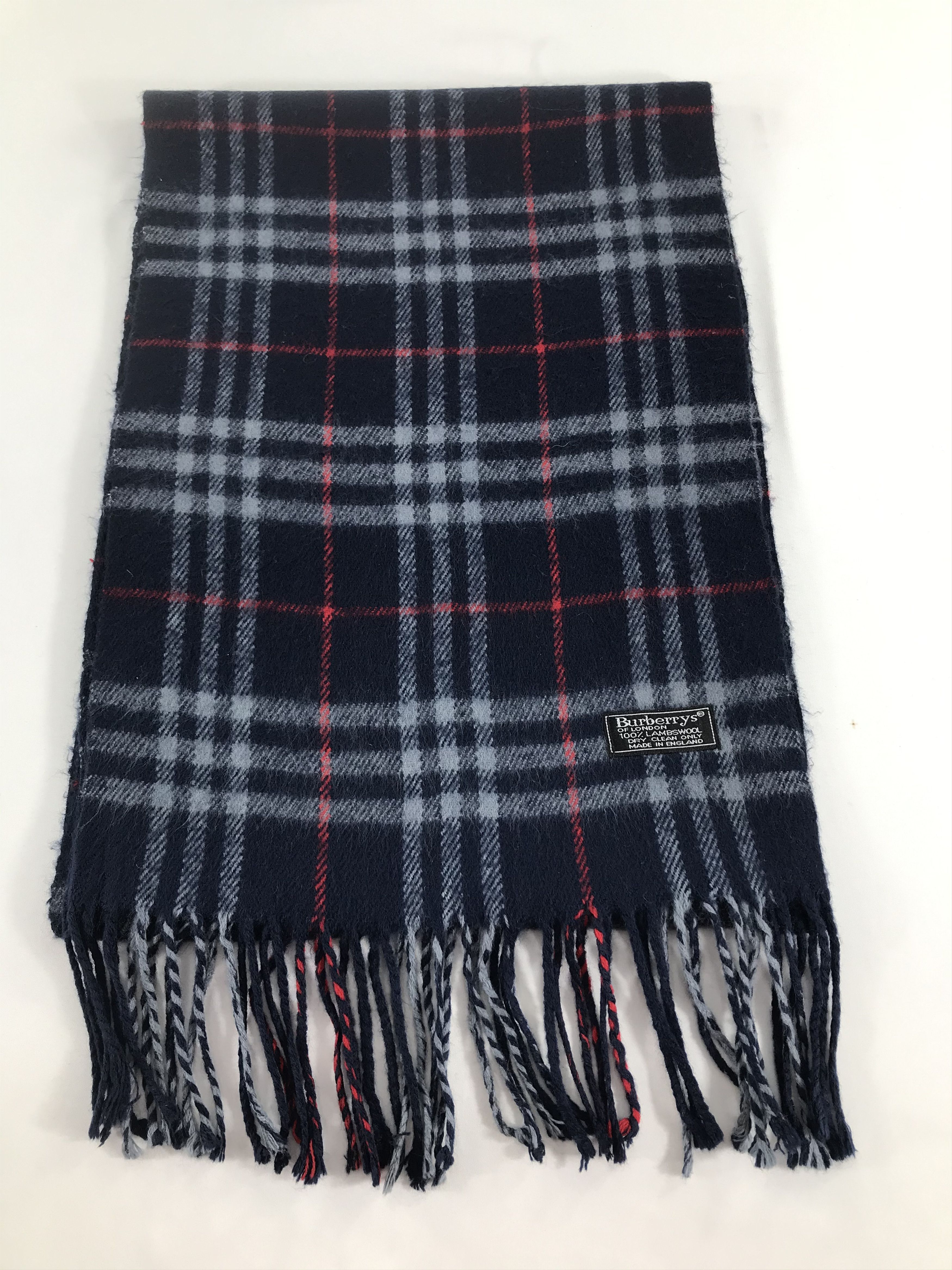 Burberry Burberrys Nova Check Blue Wool Scarf Muffler V517 Size ONE SIZE - 2 Thumbnail