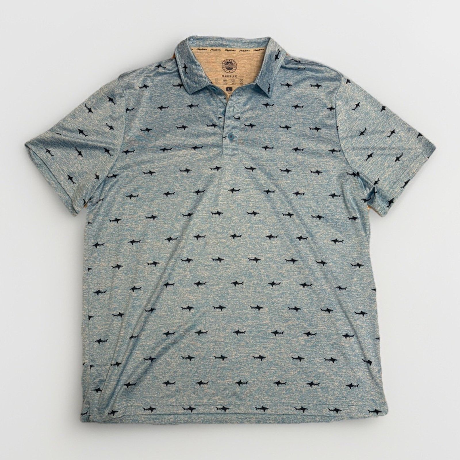 Flag & Anthem FLAG & ANTHEM Madeflex Mens L Shark Print Blue Golf Polo Size US L / EU 52-54 / 3 - 1 Thumbnail