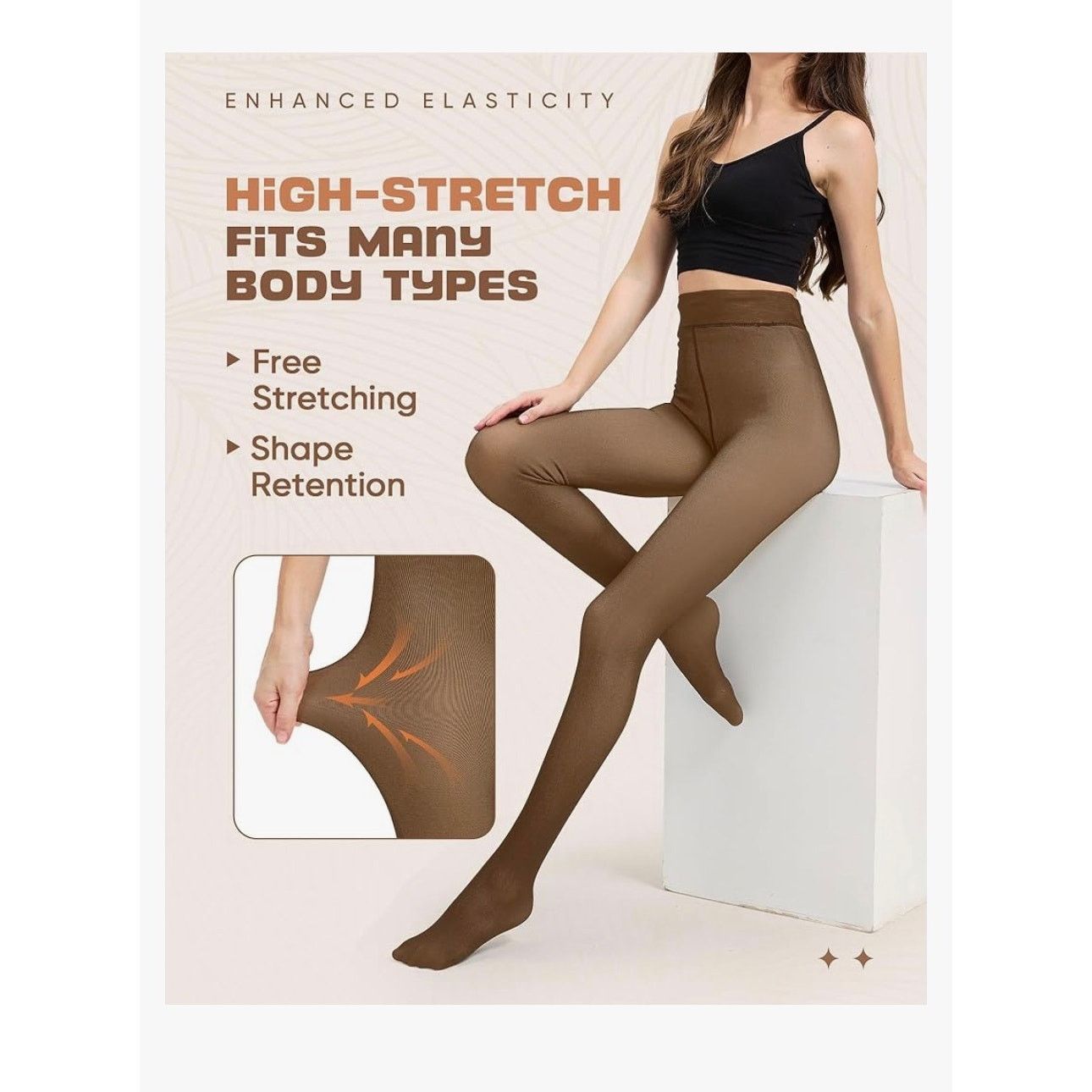 The Unbranded Brand Fleece Lined Thermal Tights-Warm Fake Translucent Pantyhose Size 30" / US 8 / IT 44 - 6 Thumbnail