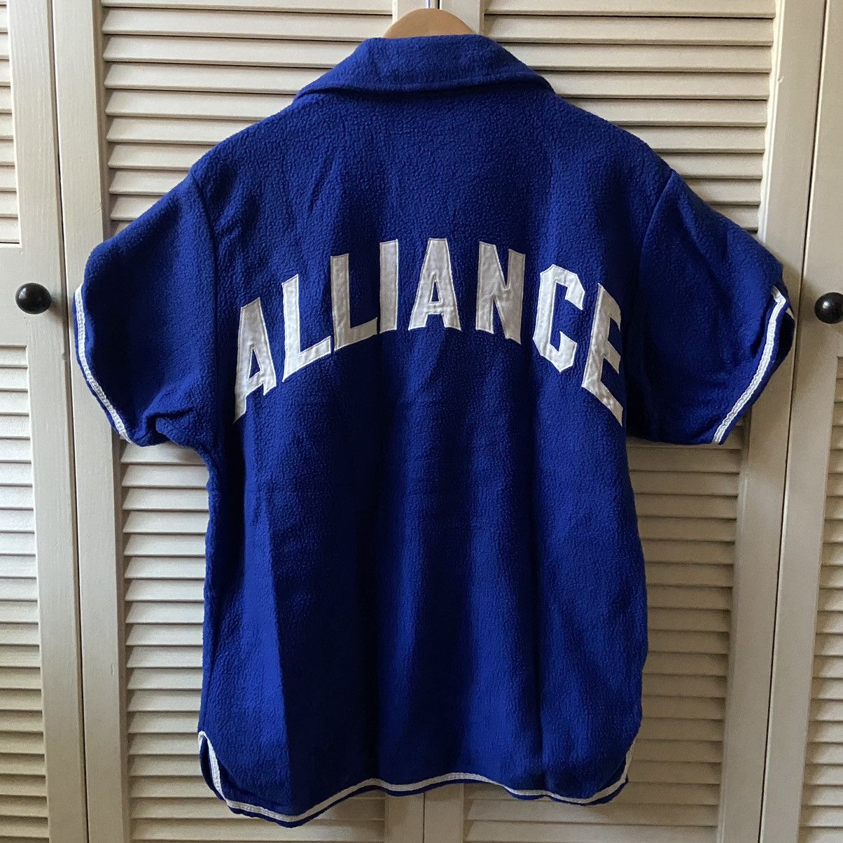 Vintage Vintage 50’s Era Blue Warm Up Terry Snap Shirt Jersey Size US S / EU 44-46 / 1 - 1 Thumbnail
