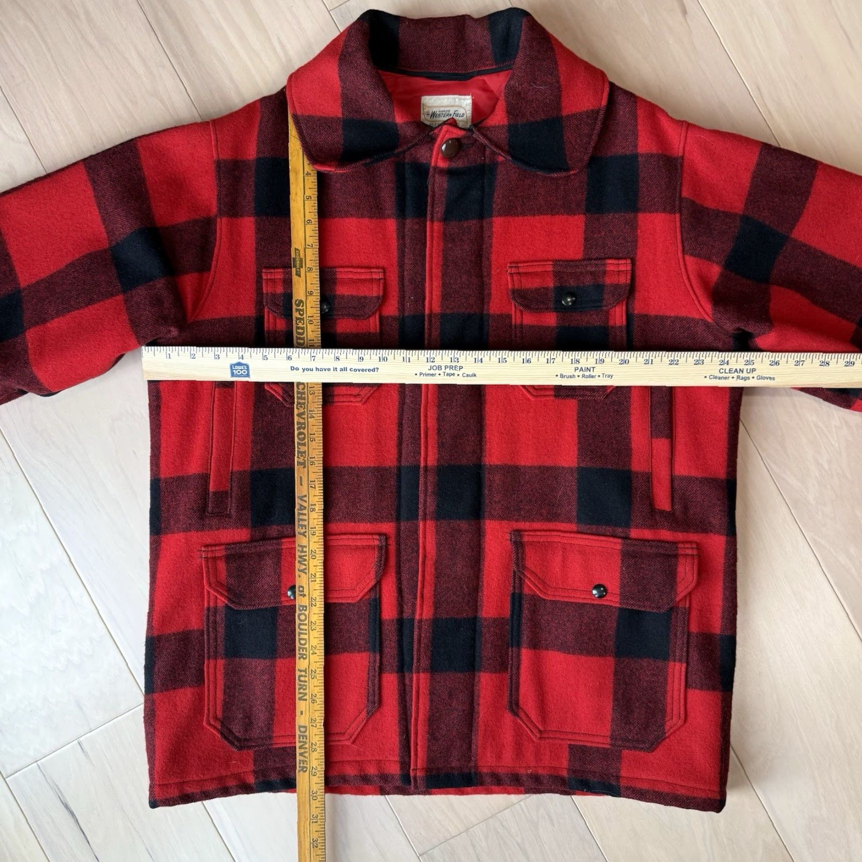Vintage VINTAGE Montgomery Ward Wool Coat Buffalo Plaid Wool 44 Red Black USA Western Overcoat Men Size US S / EU 44-46 / 1 - 3 Thumbnail