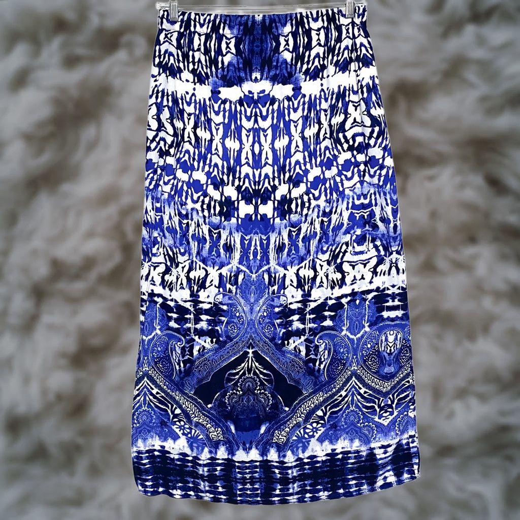 Express Express Blue Maxi Skirt Paisley Side Slit Boho Bohemian Festival Women M Maxi Skirt Women M Blue 90s/2000s-style (if applicable) Size 32" / US 10 / IT 46 - 1 Thumbnail