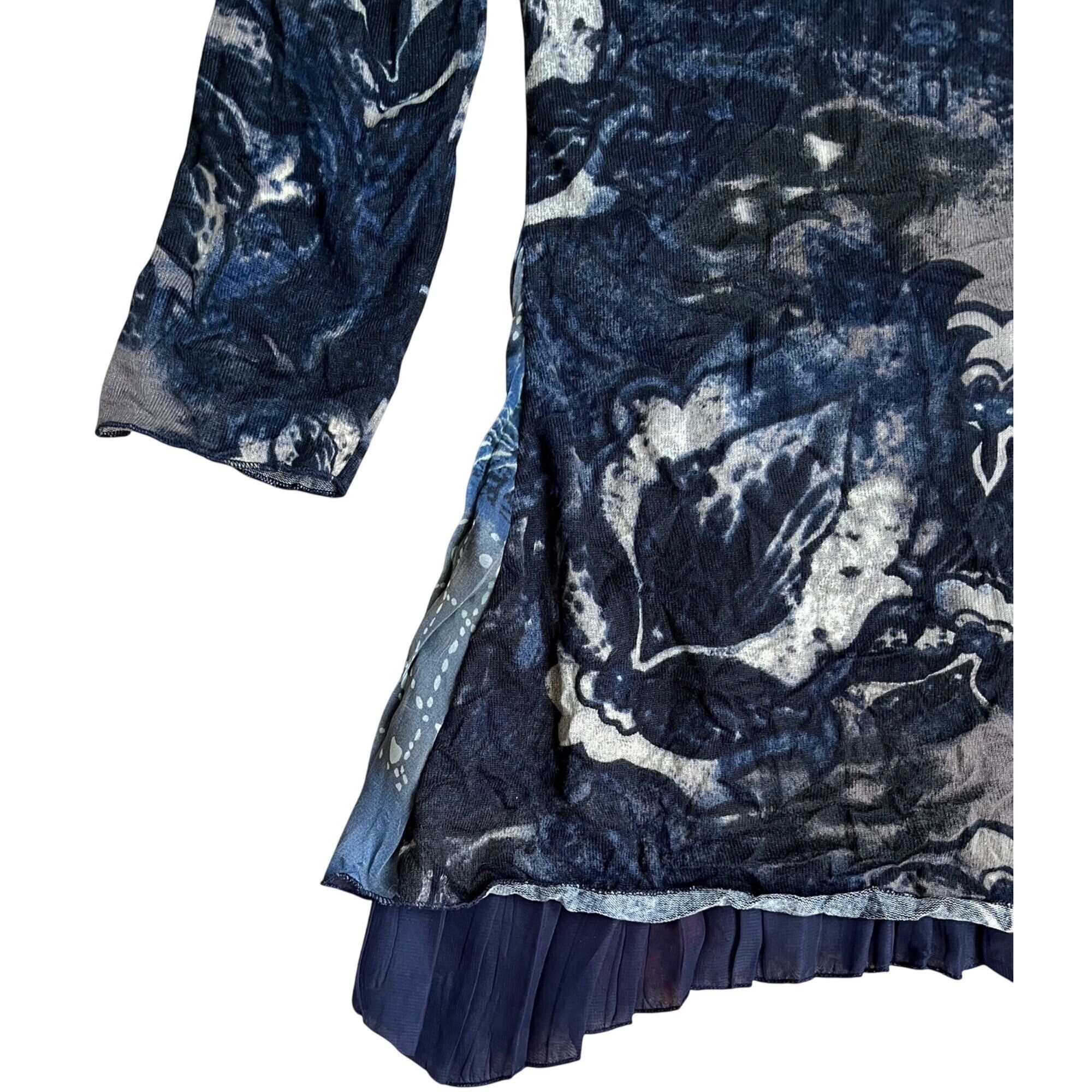 Designer Alberto Makali M Tunic Pleated Beaded Top Micropleats Shirt Size M / US 6-8 / IT 42-44 - 4 Thumbnail
