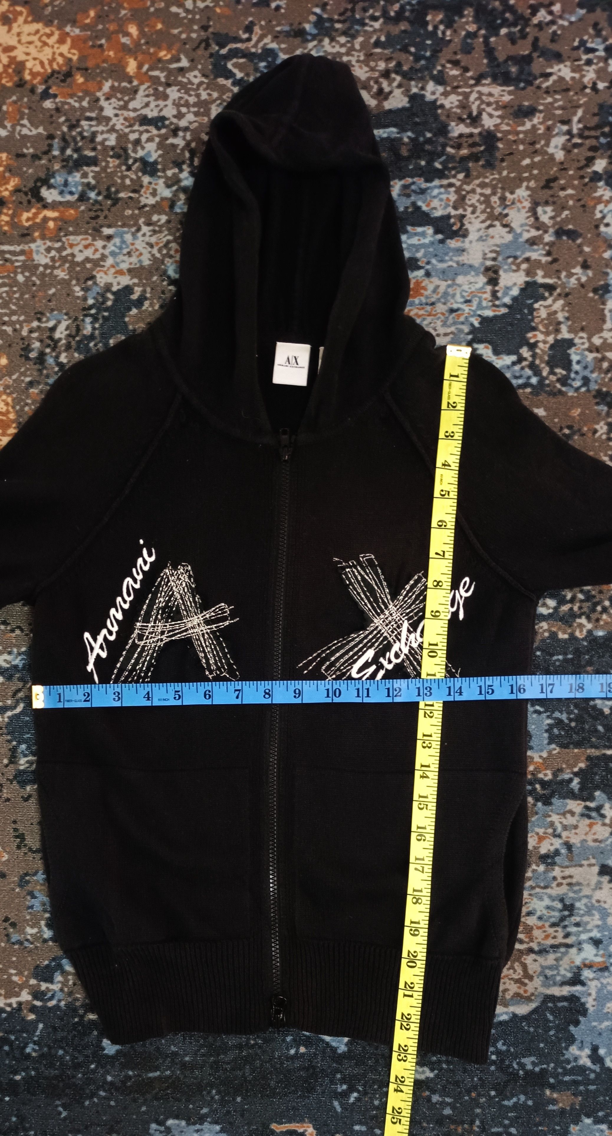 Armani A/X ARMANI EXCHANGE Black Embroidered Zip hoodie Size US M / EU 48-50 / 2 - 10 Thumbnail