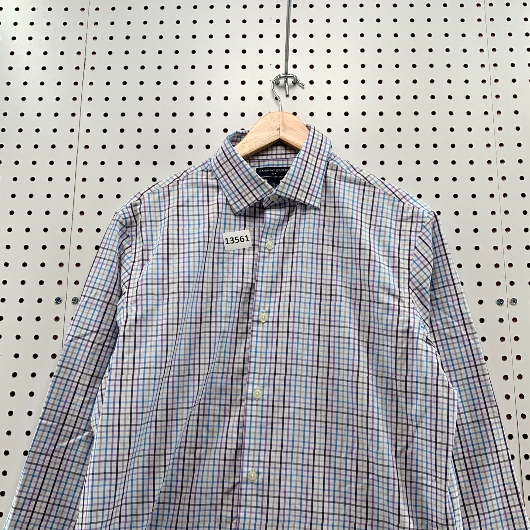 Banana Republic Banana Republic Classic Fit Bi-Colored Checker Medium Non Iron Long Sleeve Size US M / EU 48-50 / 2 - 6 Thumbnail