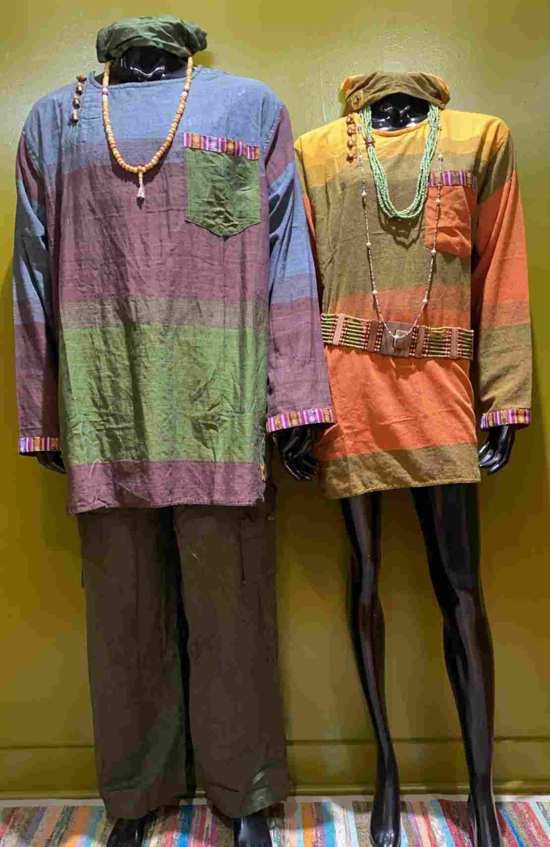 Other Cotton Long-Sleeve Round Neck Tunic: Tri Color: Orange: M Size US M / EU 48-50 / 2 - 5 Thumbnail