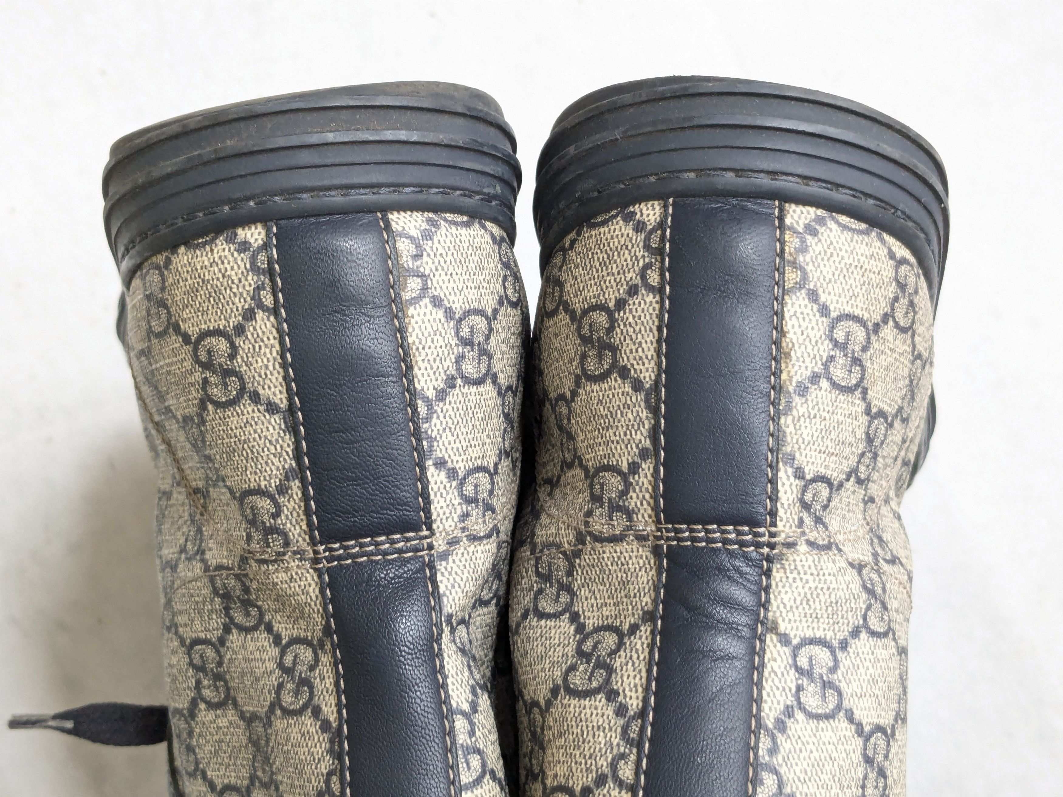 Gucci Gucci High Top Sneakers Blue Monogram 11 Leather GG Size US 11 / EU 44 - 14 Thumbnail