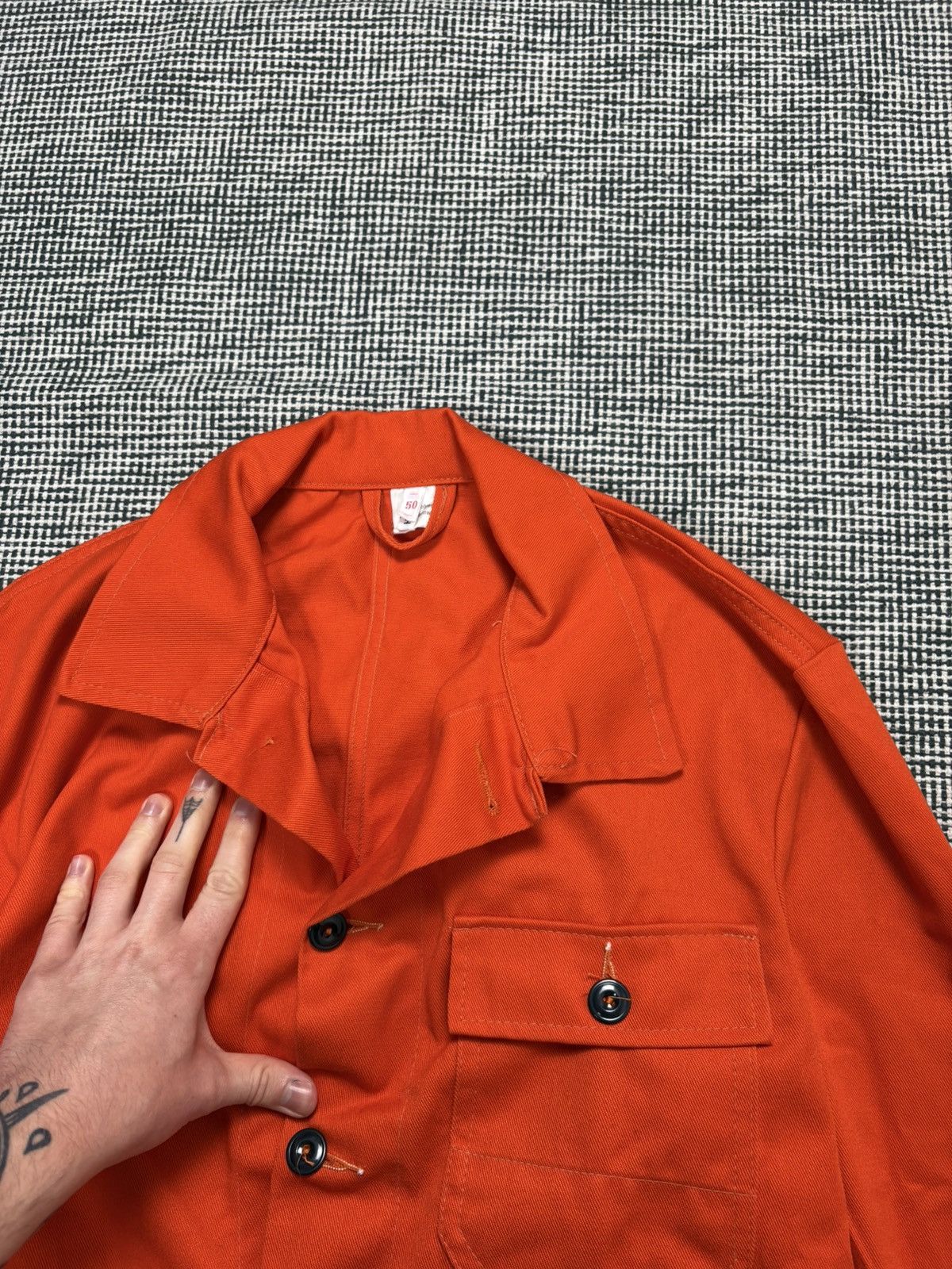 Le Laboureur 70s vintage French chore coat jacket orange miner road work Size US M / EU 48-50 / 2 - 5 Thumbnail