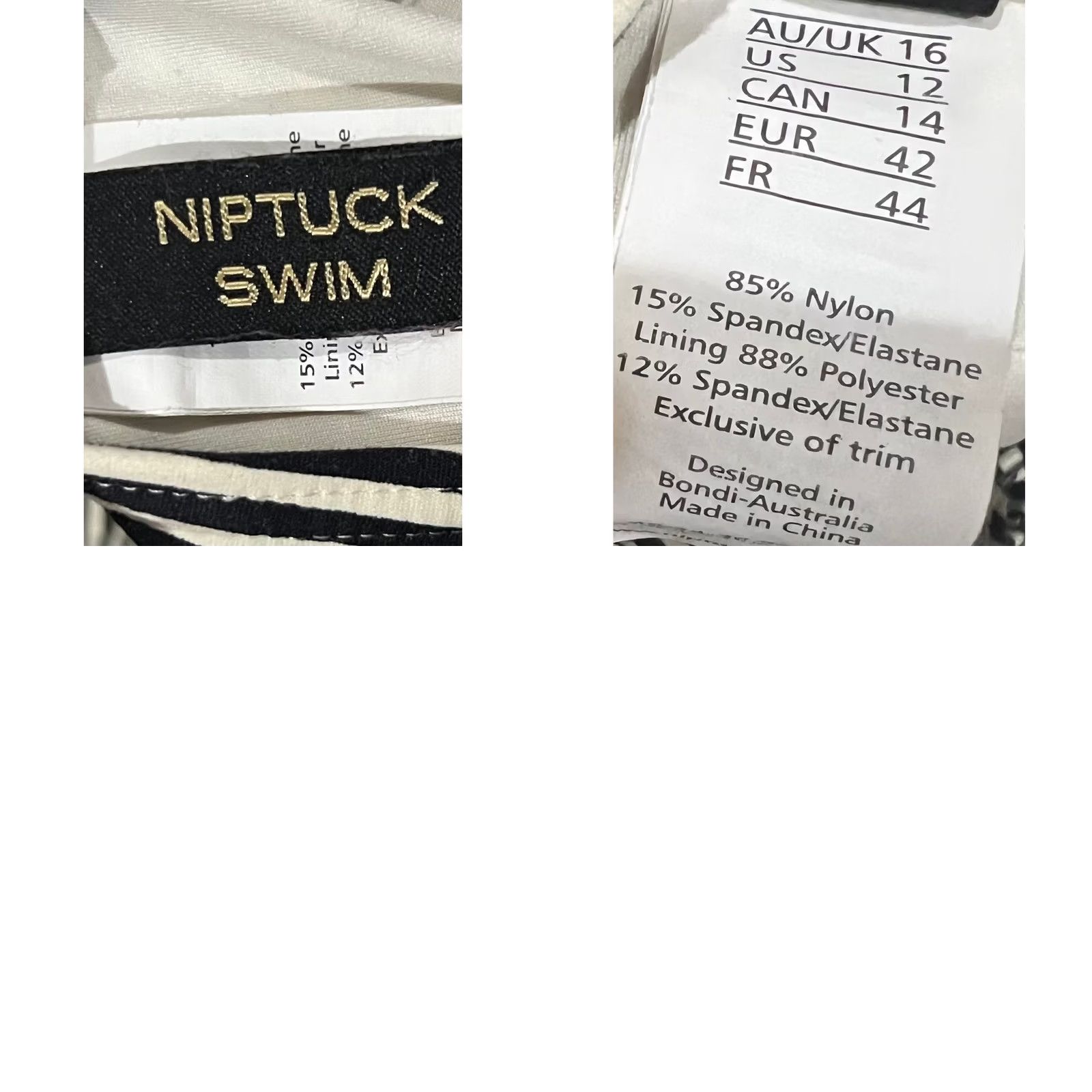Vintage NIP TUCK SWIM Joanne One-Piece Swimsuit Black Stripe Size 12 Sorrento Slimming - Regular, Women, Nylon Spandex, Striped, Black, 12, preowned, swimsuit Size ONE SIZE - 9 Thumbnail