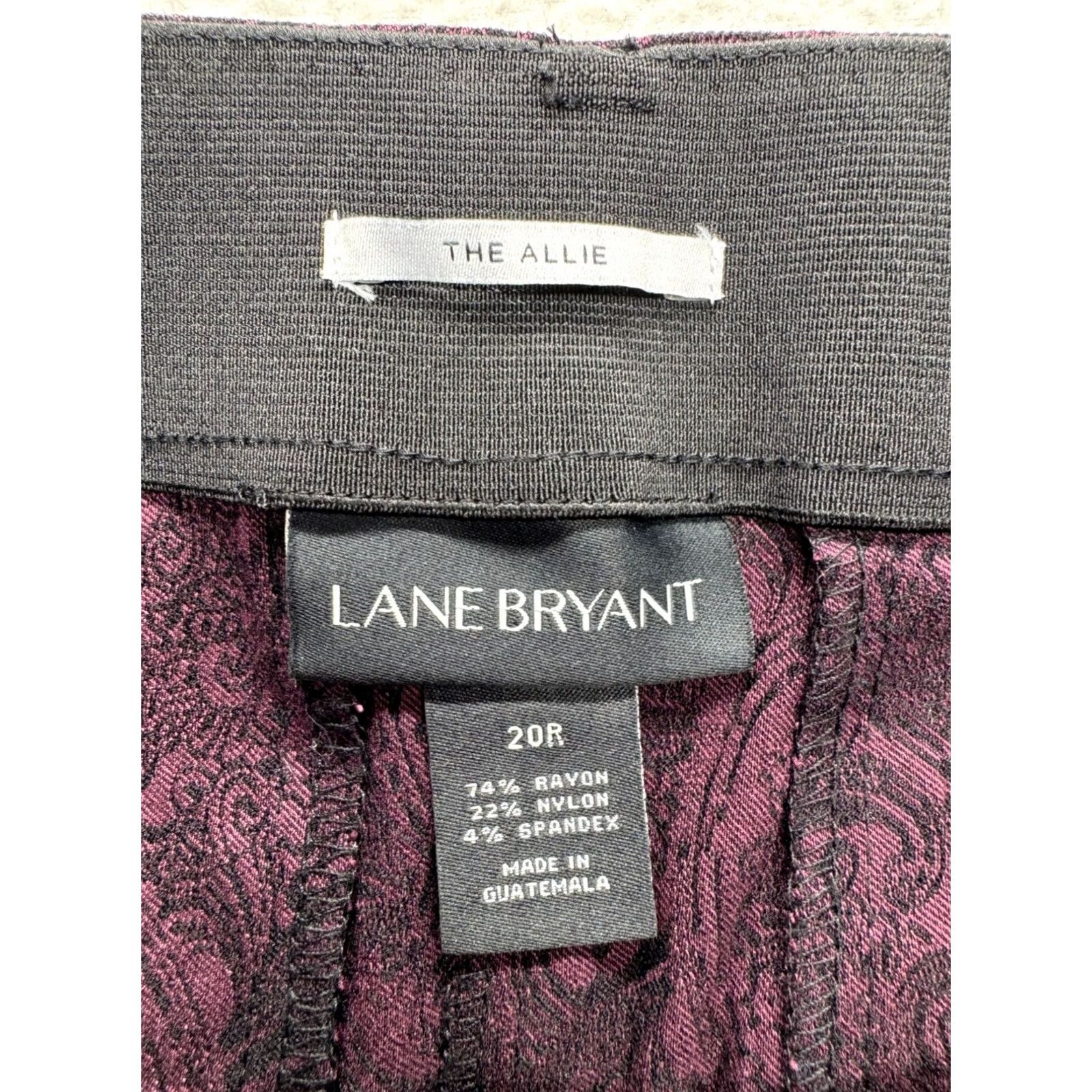 Vintage Lane Bryant Pants Womens 20 Black The Allie 20R Paisley Stretch Purple 148B Size 42" / US 20 - 3 Thumbnail