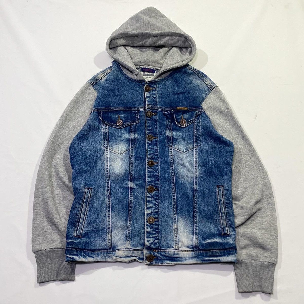 Japanese Brand RNG Denim Jacket Trucker Jeans Hoodie Size US M / EU 48-50 / 2 - 1 Thumbnail