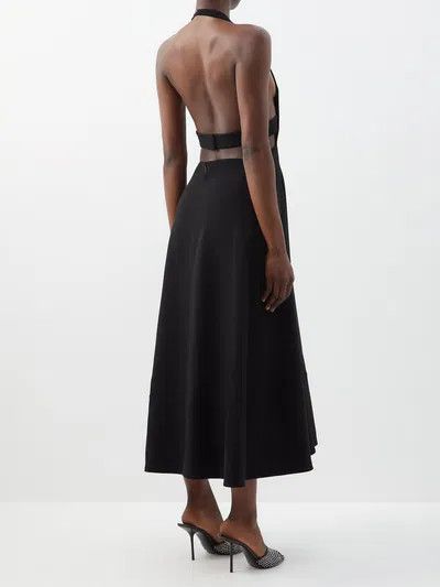 Saint Laurent Paris o1y0126 Midi Dress in Black Size M / US 6-8 / IT 42-44 - 4 Thumbnail