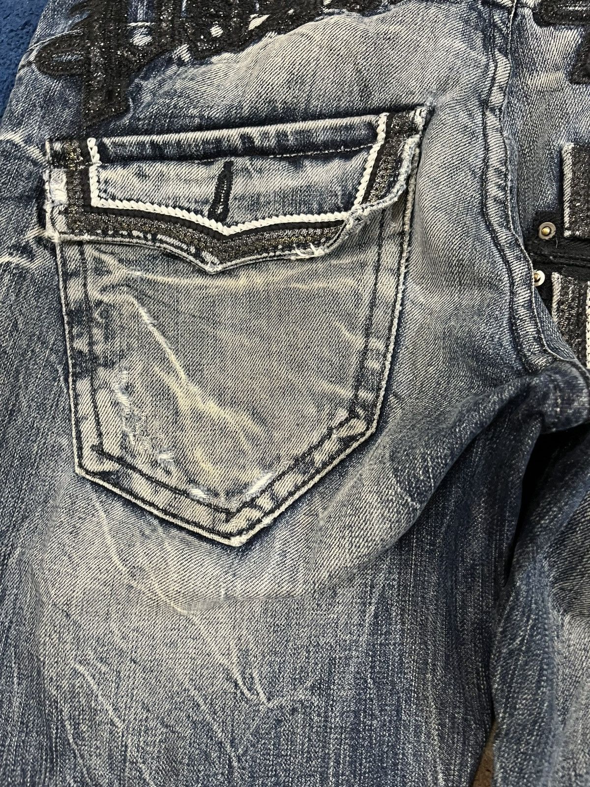 Beauty Beast Vintage Pasta Denim Flare Punk Ripped Jeans Size US 31 - 15 Thumbnail