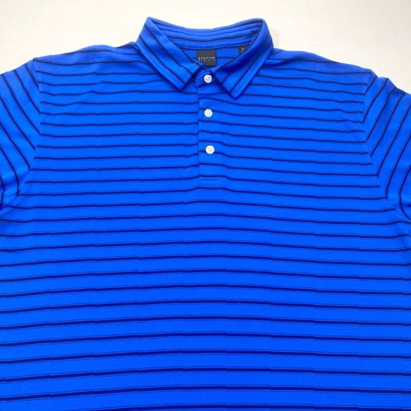 Vintage Dunning Golf Polo Shirt Mens XL Striped Blue Black Short Sleeve Performance 8576 Size US XL / EU 56 / 4 - 3 Thumbnail