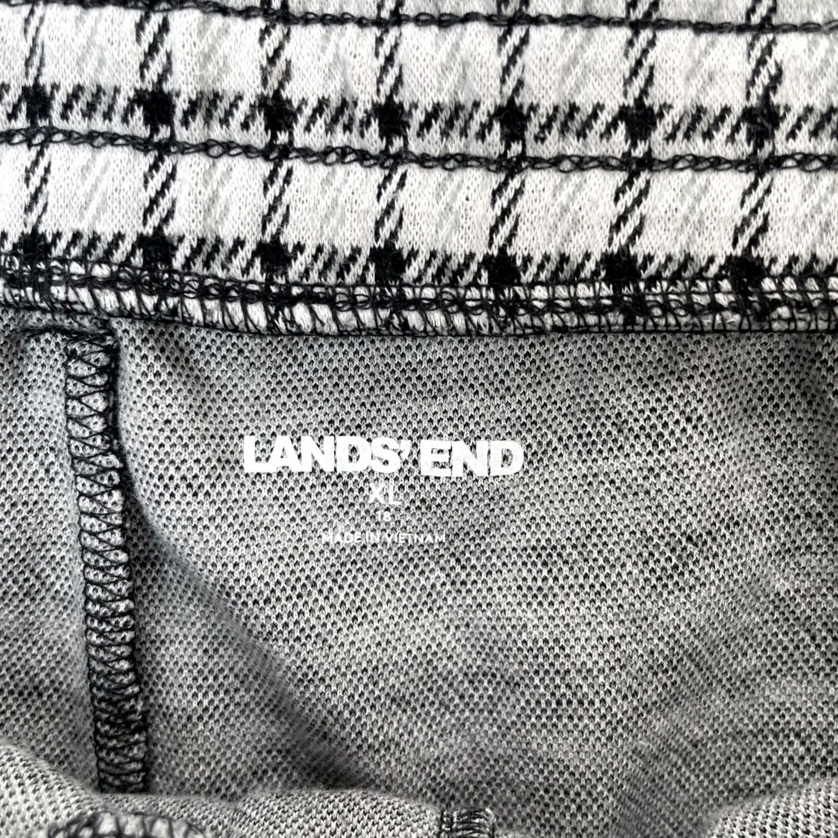 Lands' End Lands' End Pants Womens XL Gray Windowpane Tapered Leg Cotton Cropped Slim Casual Size 40" / US 18 - 3 Thumbnail