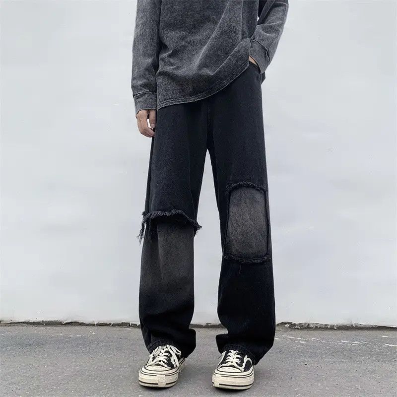 Japanese Brand Retro loose casual patchwork distressed jeans Size US 32 / EU 48 - 1 Thumbnail