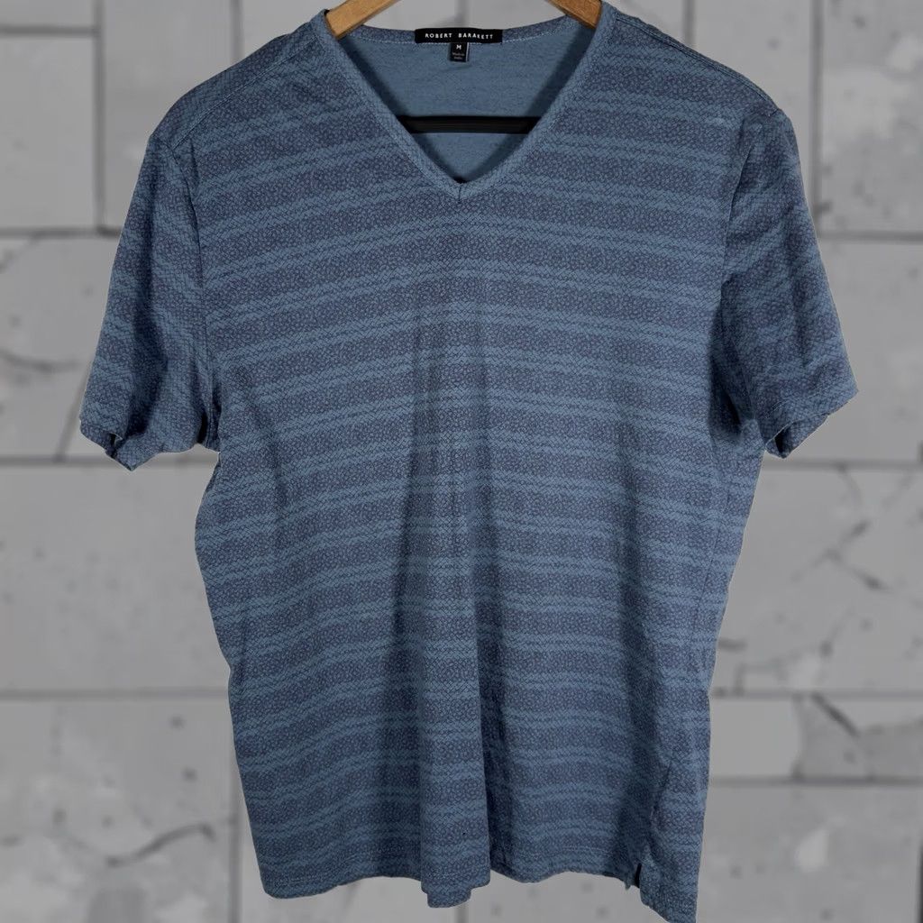 Vintage Robert Barakett Blue T-Shirt V-Neck Mens M Size US M / EU 48-50 / 2 - 1 Thumbnail