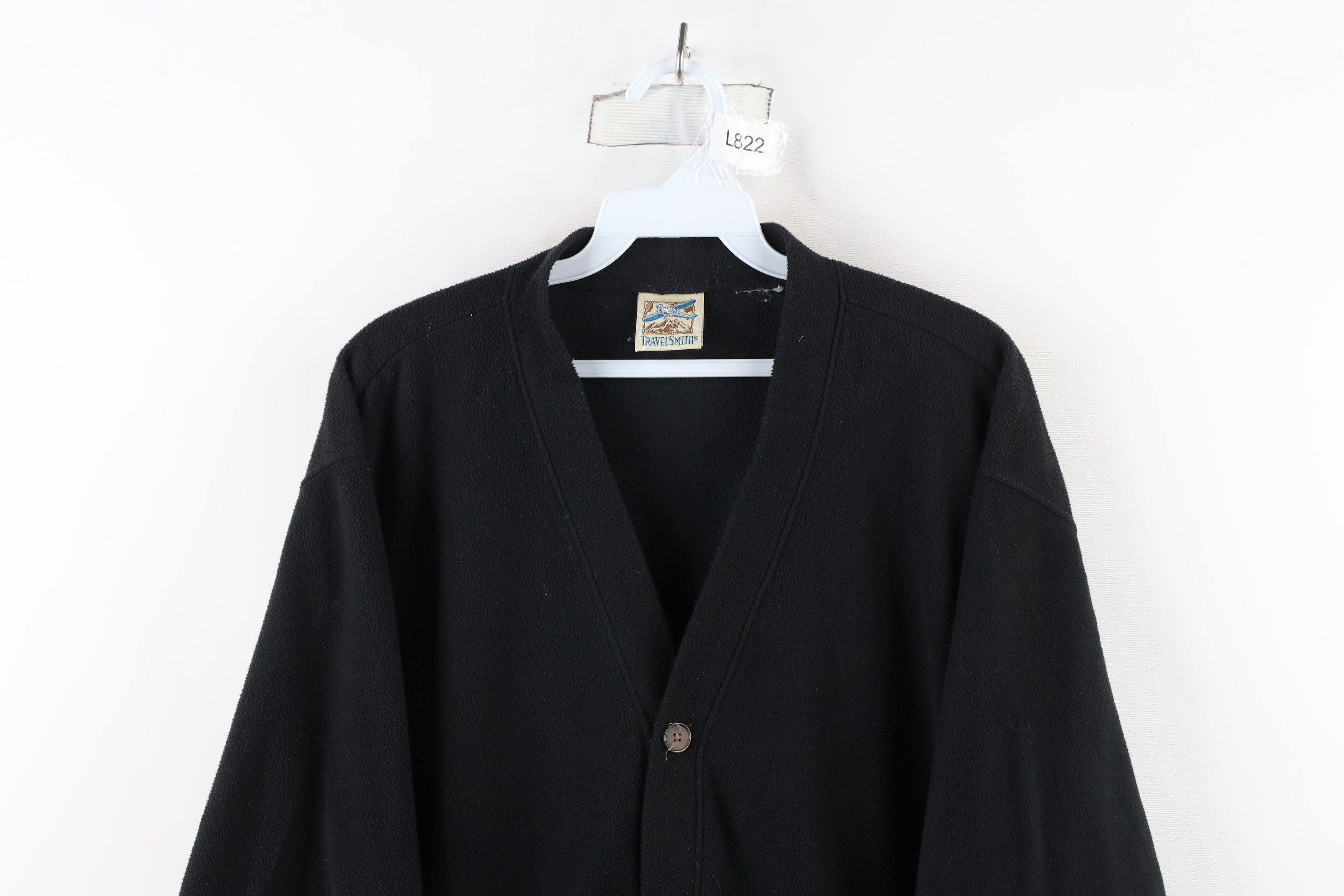 Vintage Vintage 90s Streetwear Fleece Button Cardigan Sweater Black Size US XL / EU 56 / 4 - 2 Thumbnail