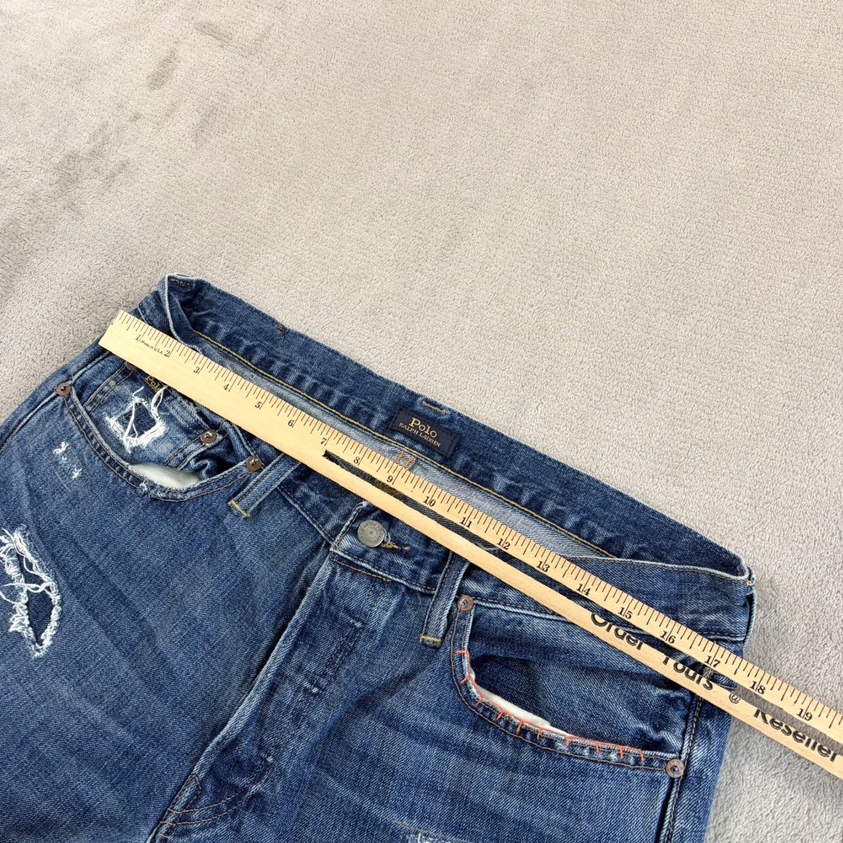 Polo Ralph Lauren VINTAGEPOLO RALPH LAUREN Varick Slim Straight Serape Patch Distressed Jeans Men 34x32 Size US S / EU 44-46 / 1 - 6 Thumbnail