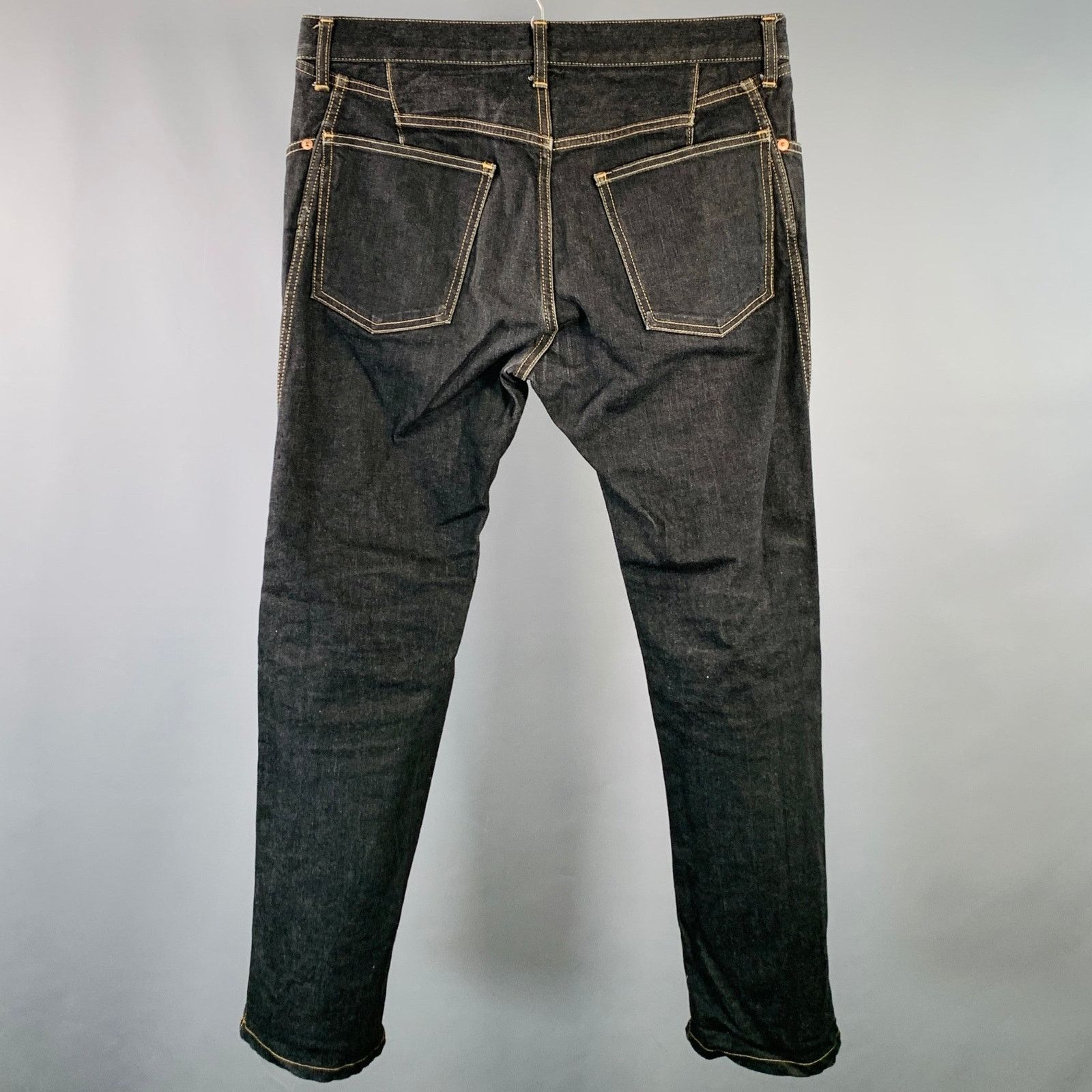 Junya Watanabe Indigo Yellow Twill Cotton Contrast Stitch Straight Jeans Size US 34 / EU 50 - 3 Thumbnail