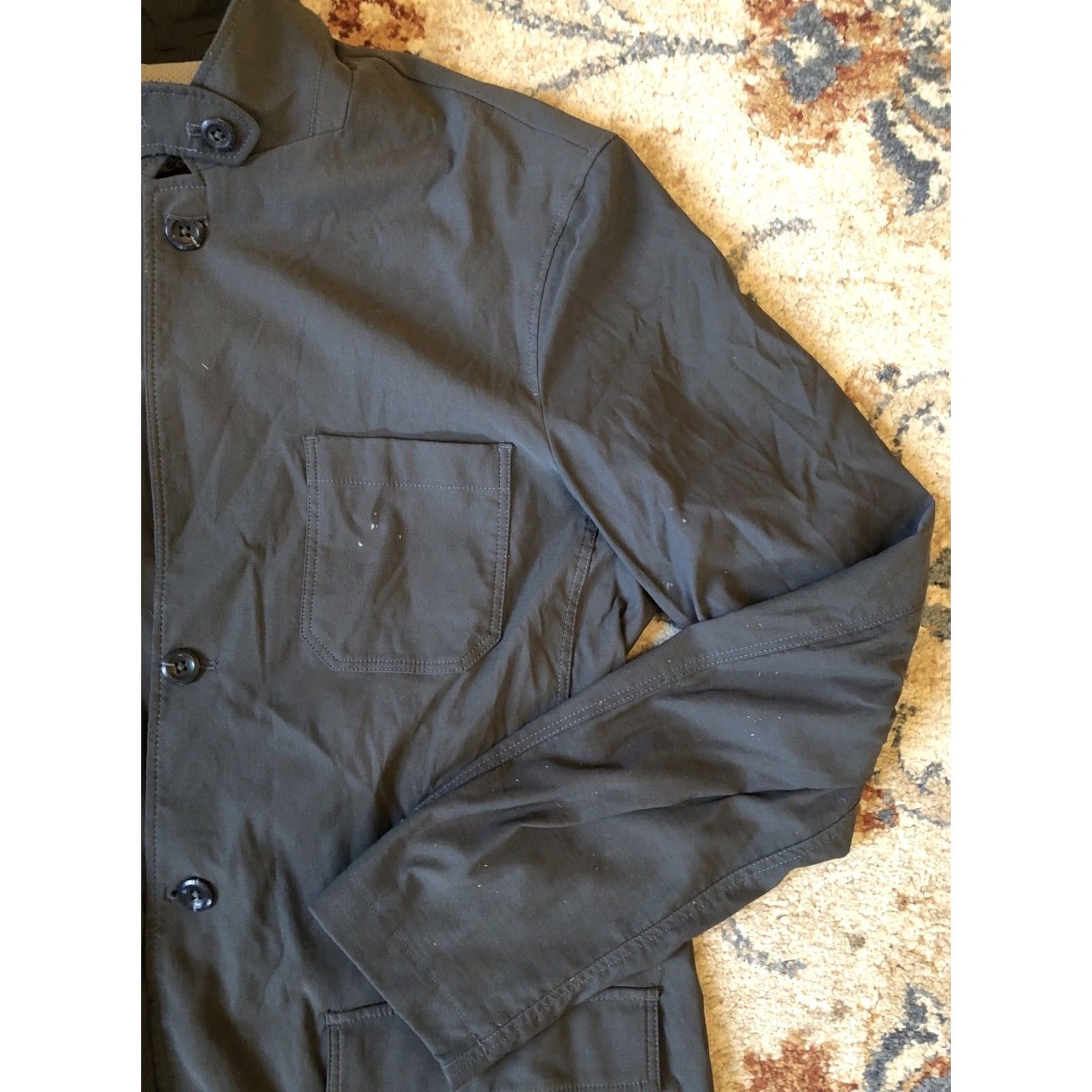 Eddie Bauer Eddie Bauer Blazer Mens T44 Big & Tall Green Solid Single-Breasted 3-Button Notch Lapel Jacket Casual Travel Sports Regular Chest 44 Size 44R - 4 Thumbnail