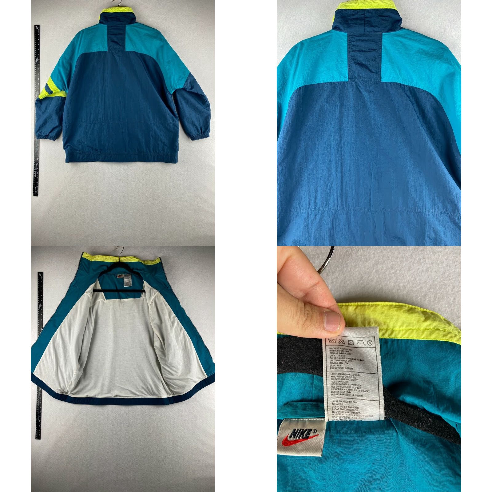 Nike VINTAGE Nike Windbreaker Jacket Mens L 90s Full Zip Neon Blue Nylon Windbreaker Size US L / EU 52-54 / 3 - 8 Thumbnail