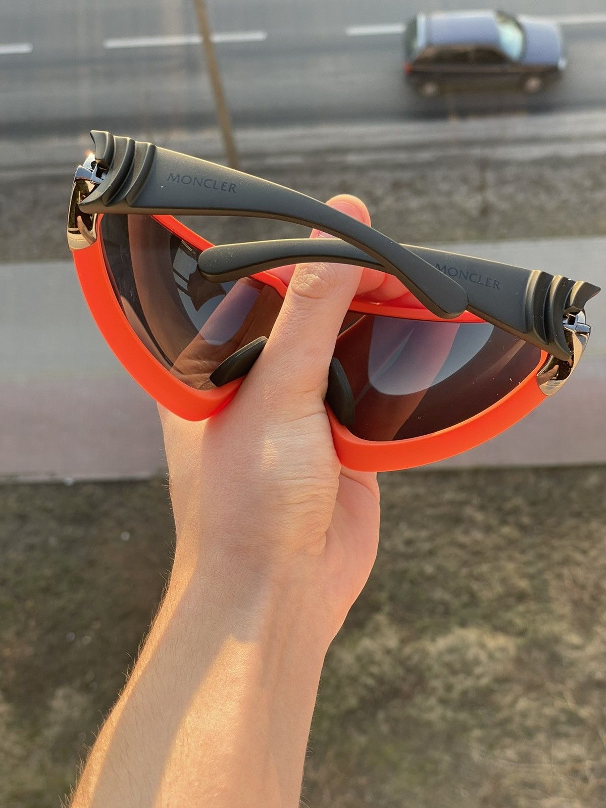 Moncler Moncler Shield Sport Sunglasses - Bright Orange Rick Owens Size ONE SIZE - 6 Thumbnail