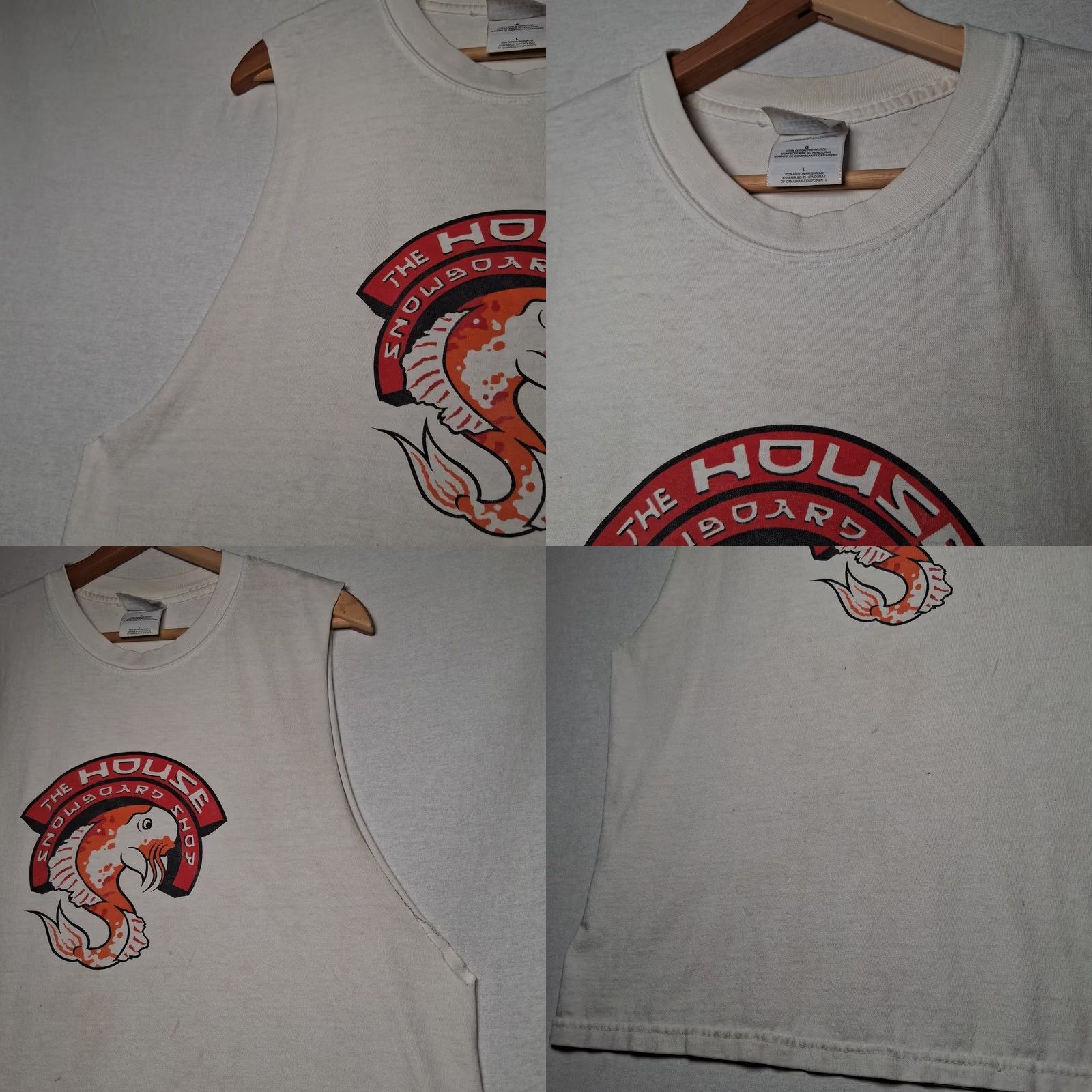 Gildan The House Snowboard Shop Muscle Shirt L Fish Distressed Snowboarding St Paul MN Mens Size US L / EU 52-54 / 3 - 10 Thumbnail