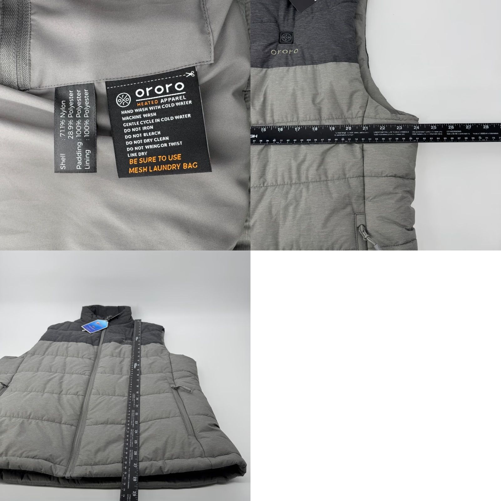 Vintage VINTAGE Ororo NO BATTERY Heated Vest XL Gray Puffer Jacket Stand-Up Collar Men Zip Full Zip Insulated Pockets Outdoor Winter Fall Sports Size US XL / EU 56 / 4 - 8 Thumbnail
