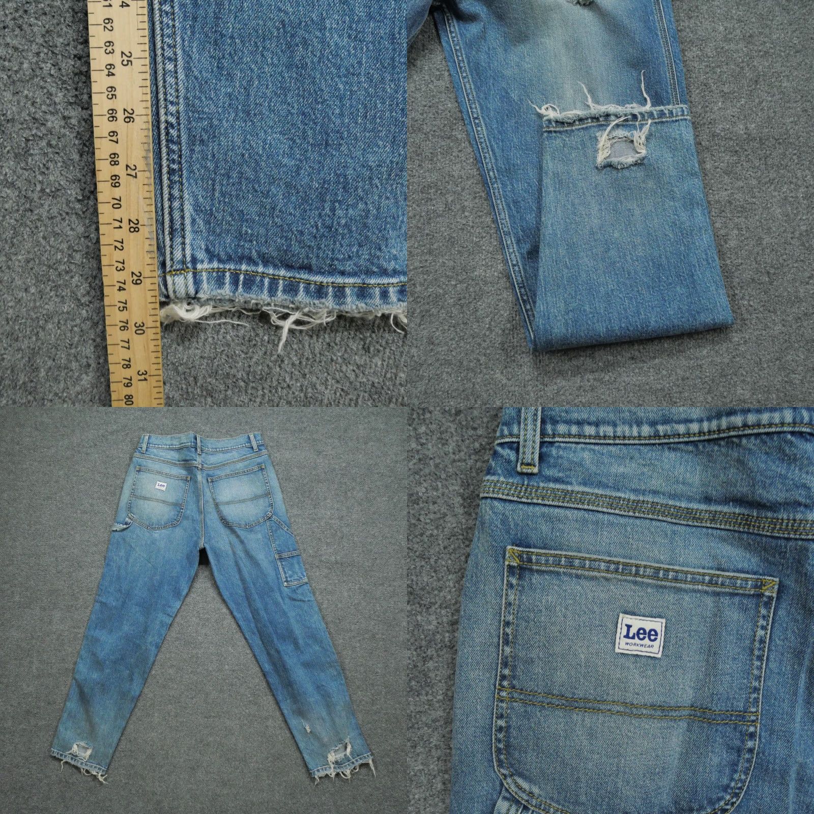 Lee Lee Jeans Mens 32x30 Blue Distressed Baggy Slouch Tapered Motorcycle Size US 32 / EU 48 - 9 Thumbnail