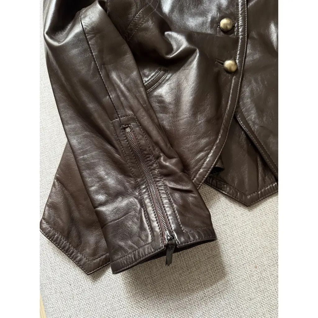 Fendi Fendi Brown Vintage Genuine Leather Silk Lined Blazer IT 40 Size S / US 4 / IT 40 - 5 Thumbnail